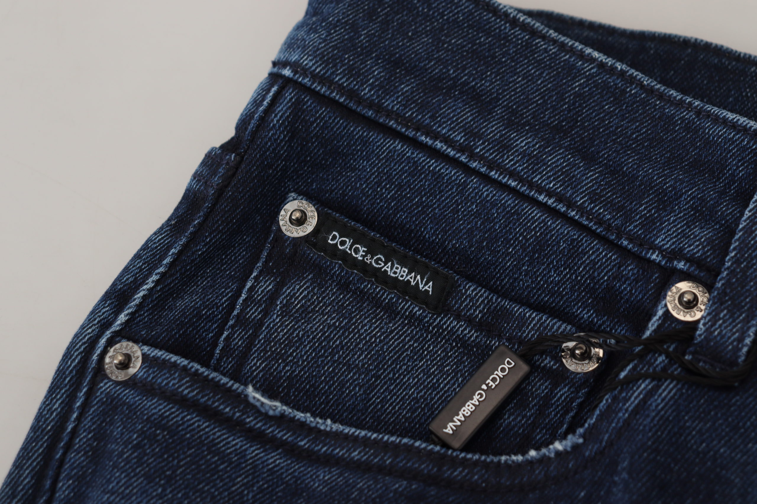 Dolce & Gabbana Blaue Baumwoll-Skinny-Jeans aus zerrissenem Denim – Bild 5