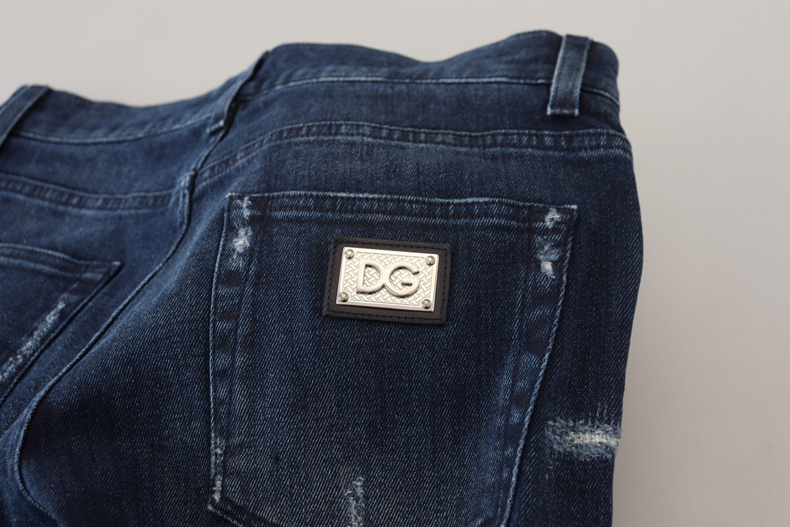 Dolce & Gabbana Blaue Baumwoll-Skinny-Jeans aus zerrissenem Denim – Bild 7