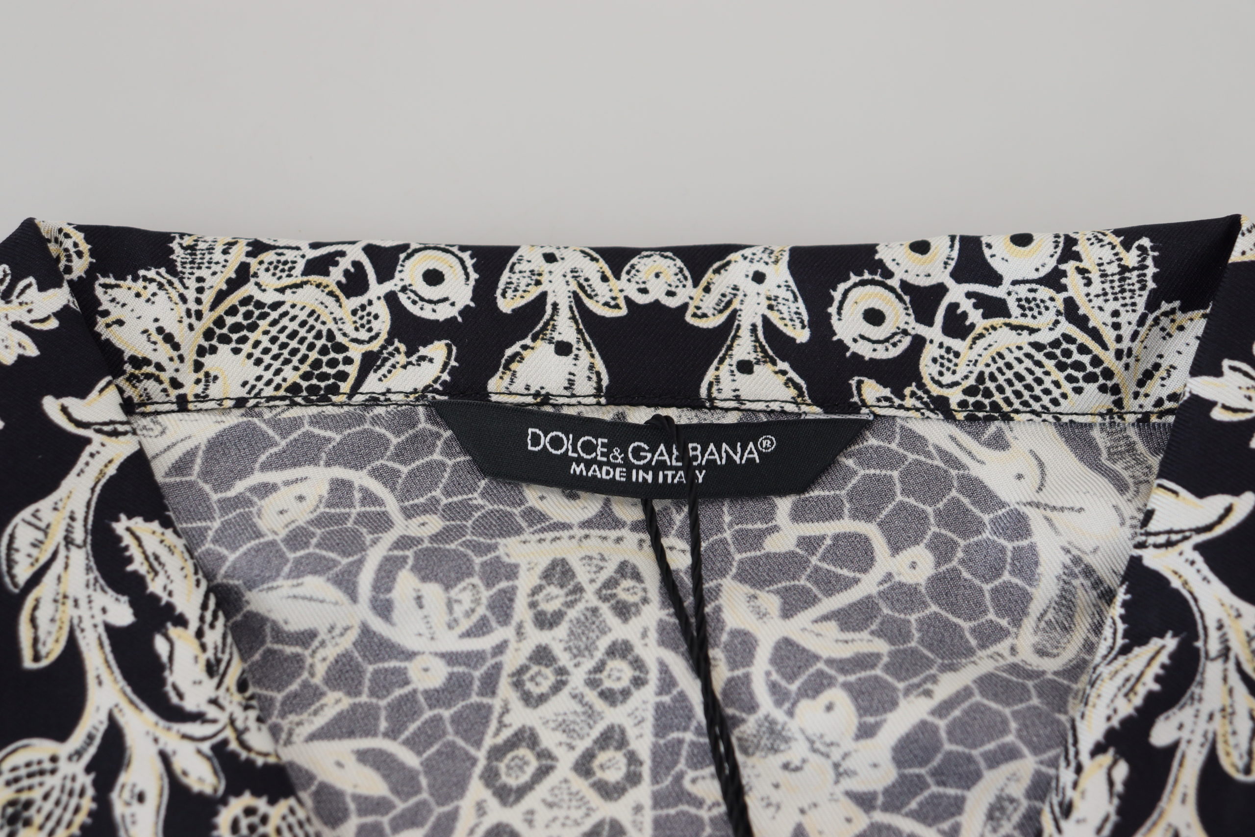 Dolce & Gabbana Blaues Seidenblumen Barock Satin Freizeithemd – Bild 6