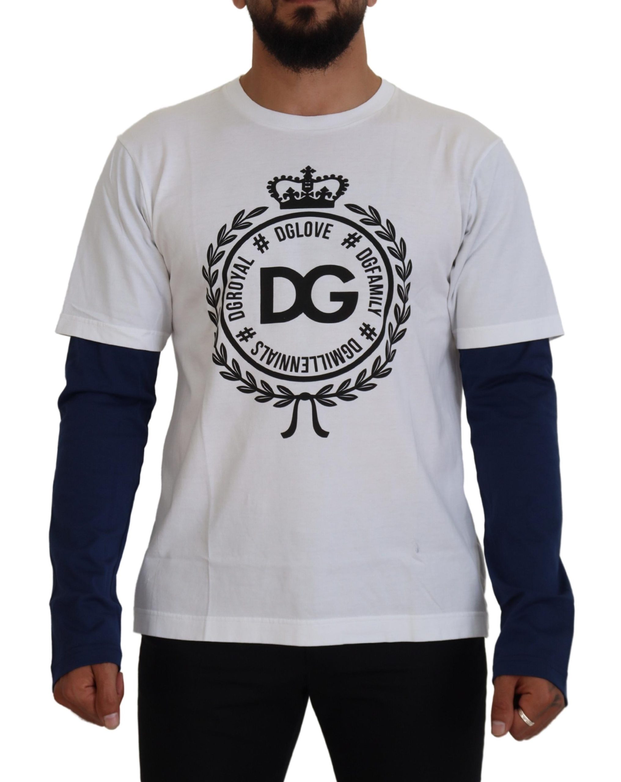 Dolce & Gabbana Weiß Blau DG Crown Pullover