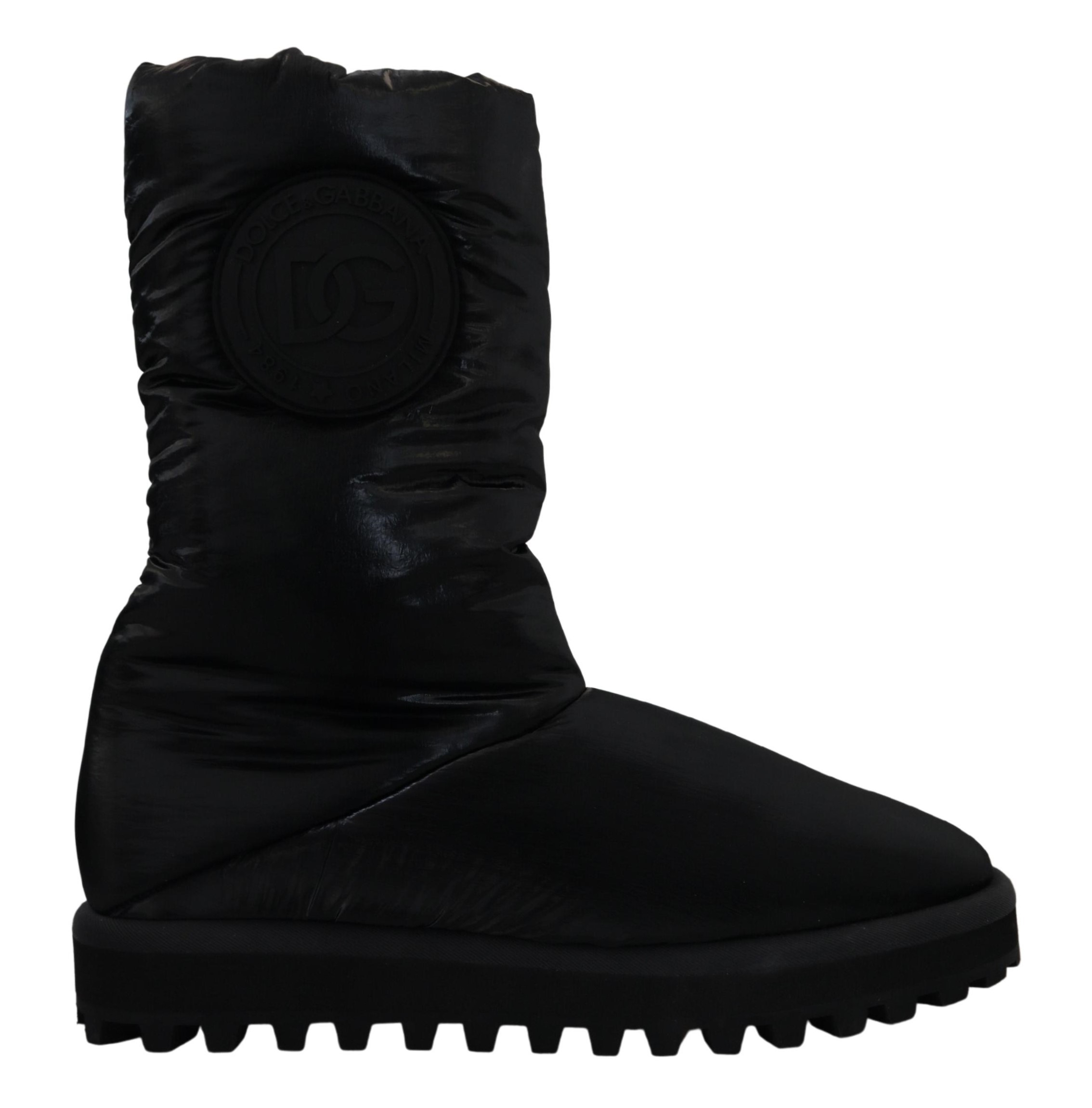 Dolce & Gabbana Schwarze Stiefel Gepolsterte Mittlere Wade Winterschuhe