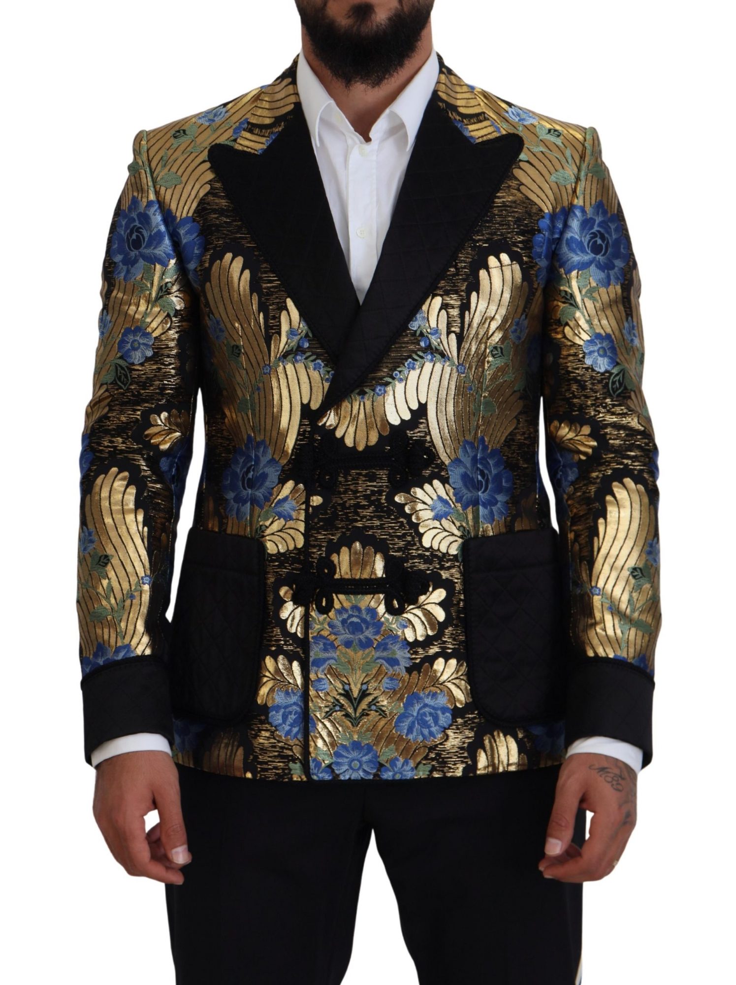 Dolce & Gabbana Gold Lurex Zweireiher Jacke Blazer