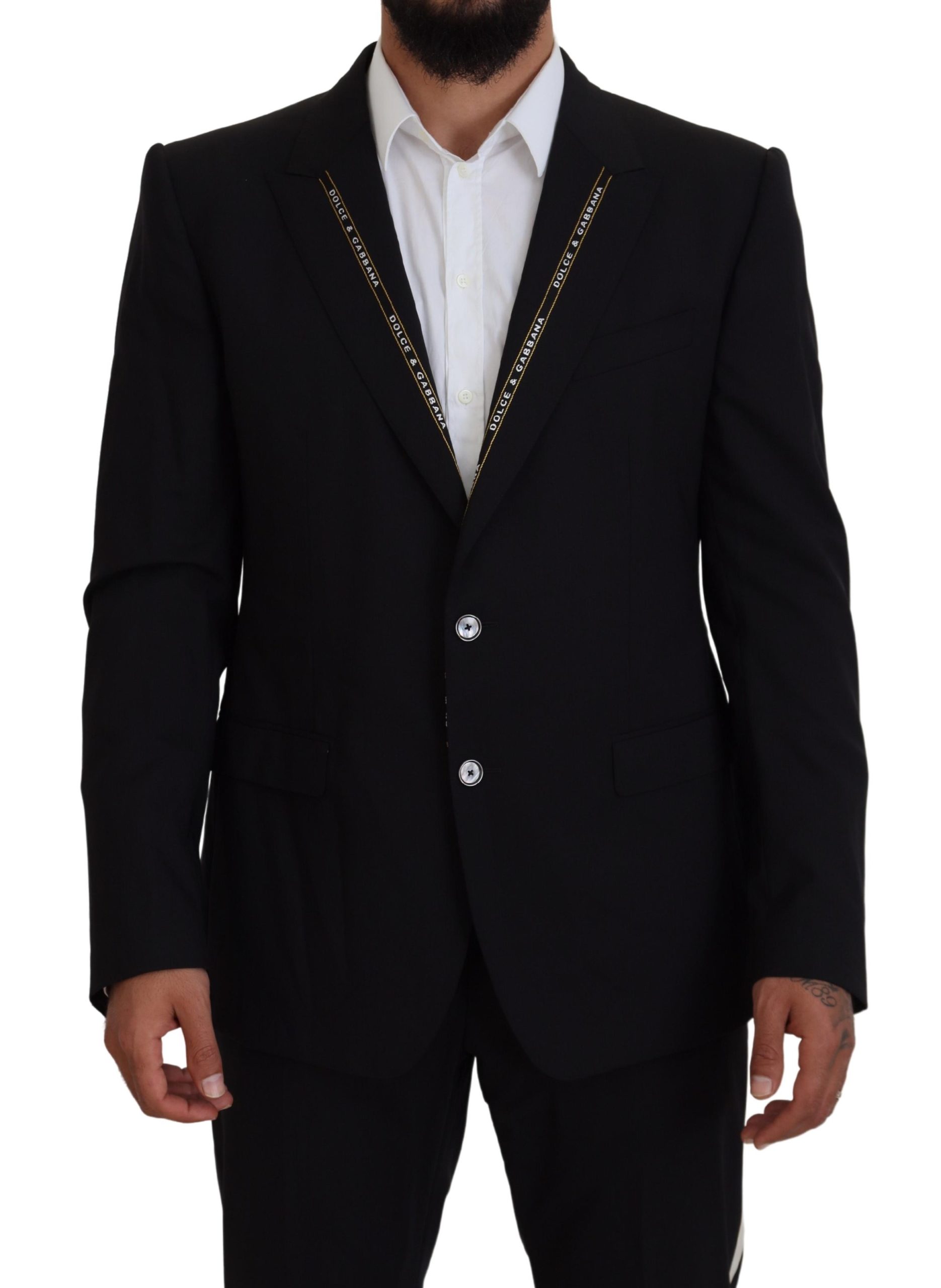 Dolce & Gabbana Schwarze Wolle Stretch Slim Fit Jacke Blazer