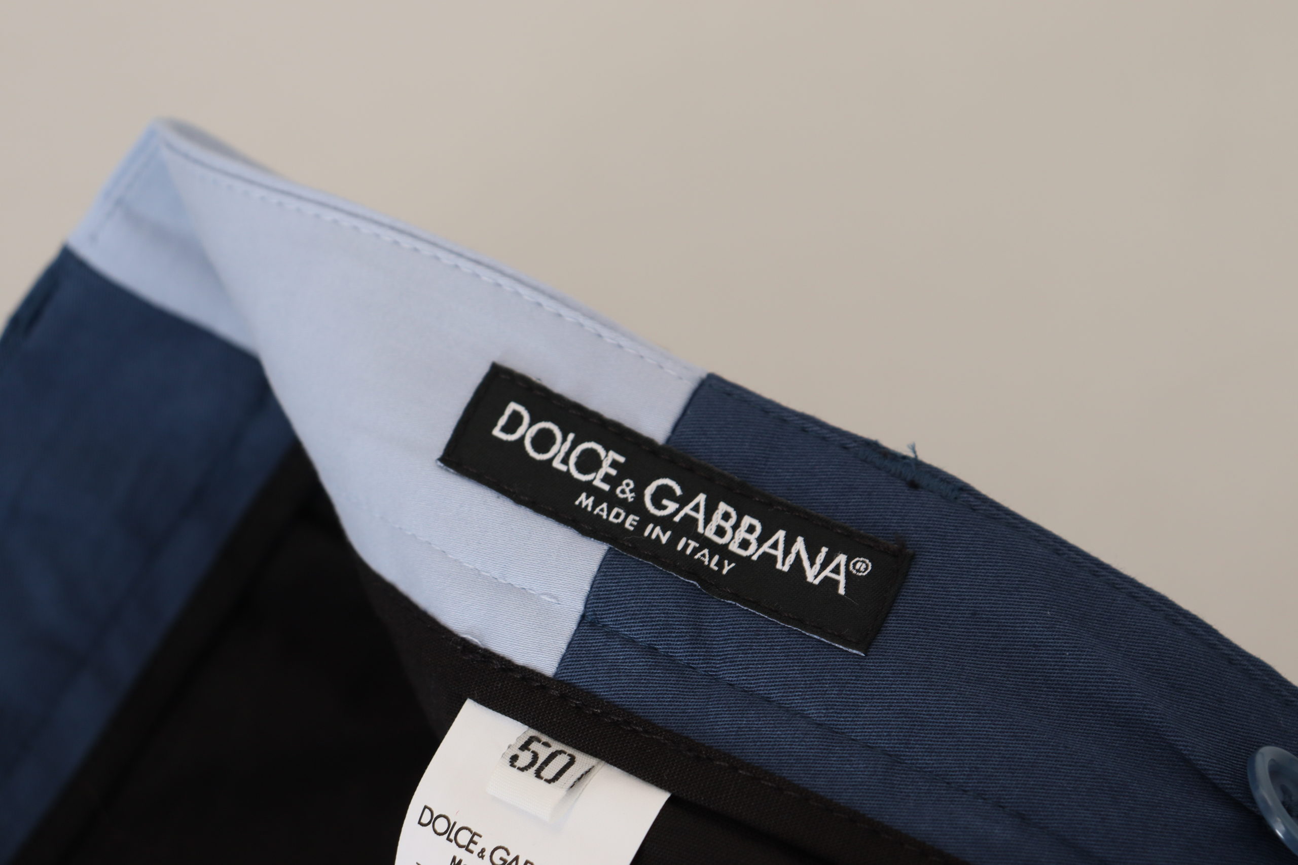 Dolce & Gabbana Blaue Baumwolle Straight Fit Hose – Bild 6