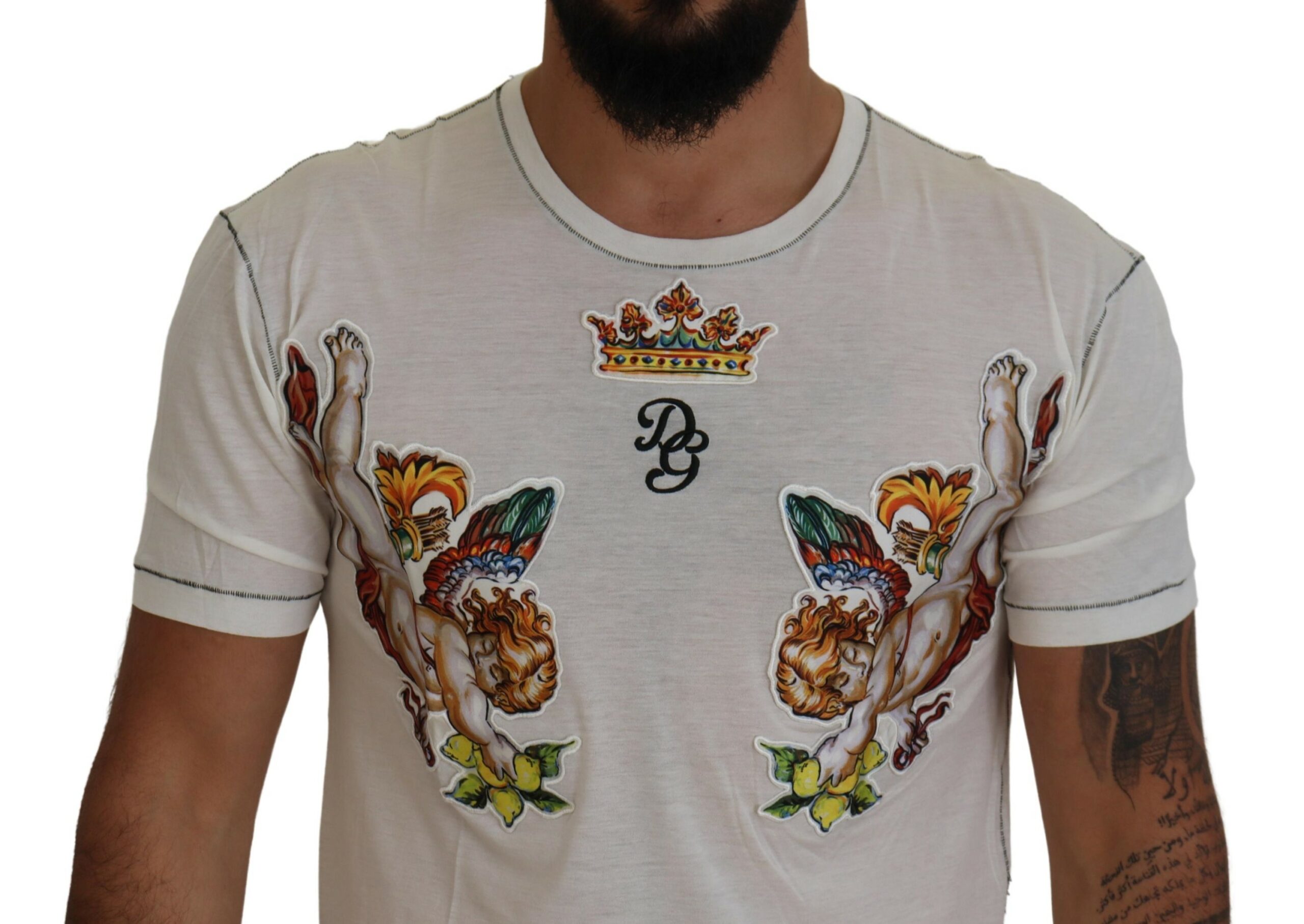 Dolce & Gabbana Weißes bedrucktes Kurzarm-T-Shirt für Männer – Bild 4