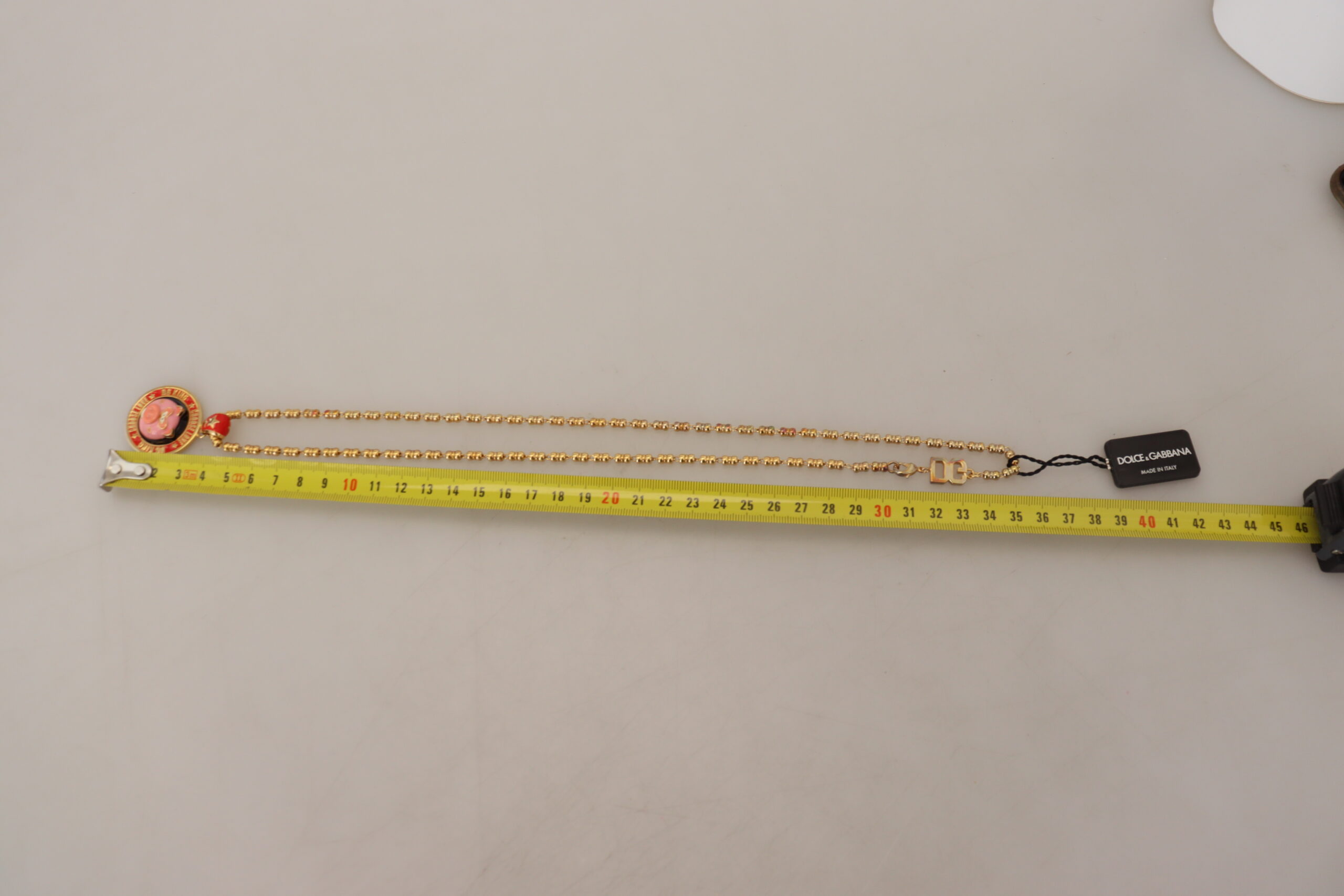 Dolce & Gabbana Gold Messing Kette SUPER PIG Anhänger Logo Halskette – Bild 7