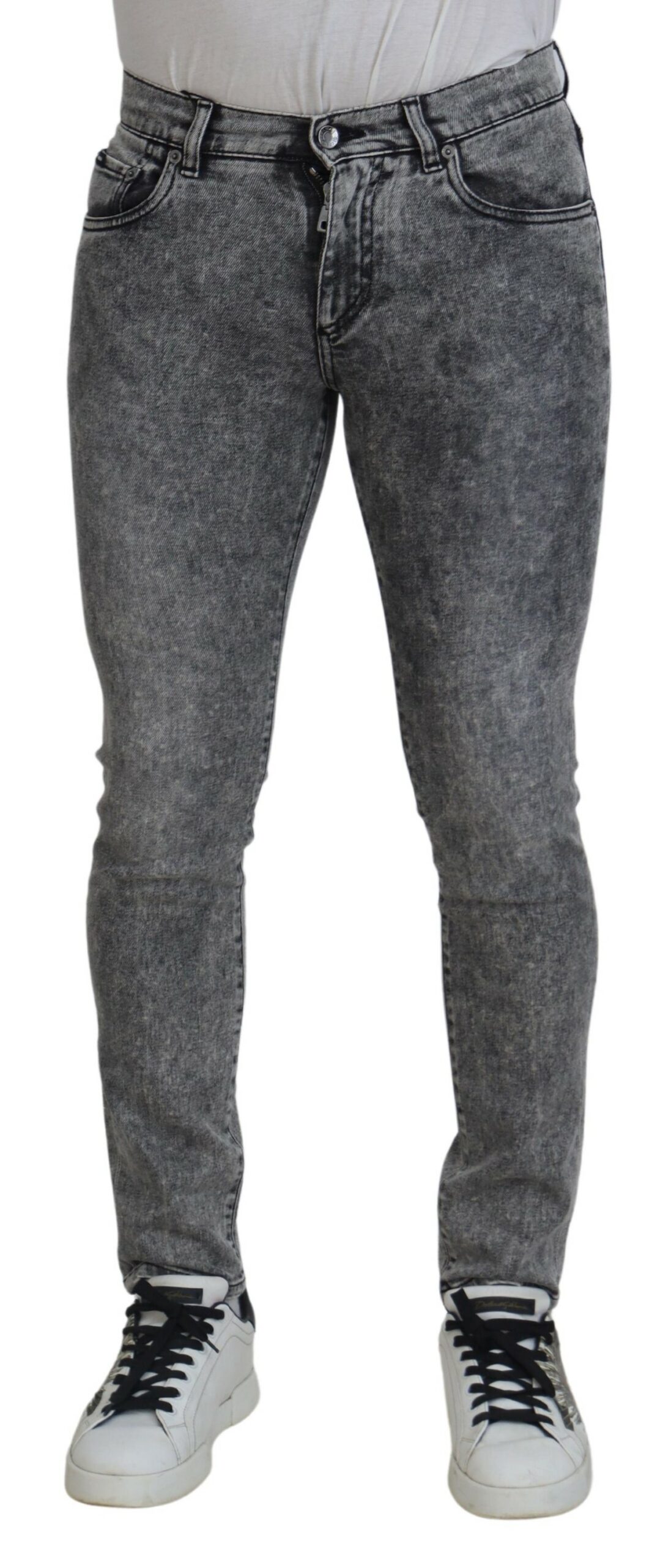 Dolce & Gabbana Grau gewaschene Baumwolle Slim Fit Herren Denim Jeans