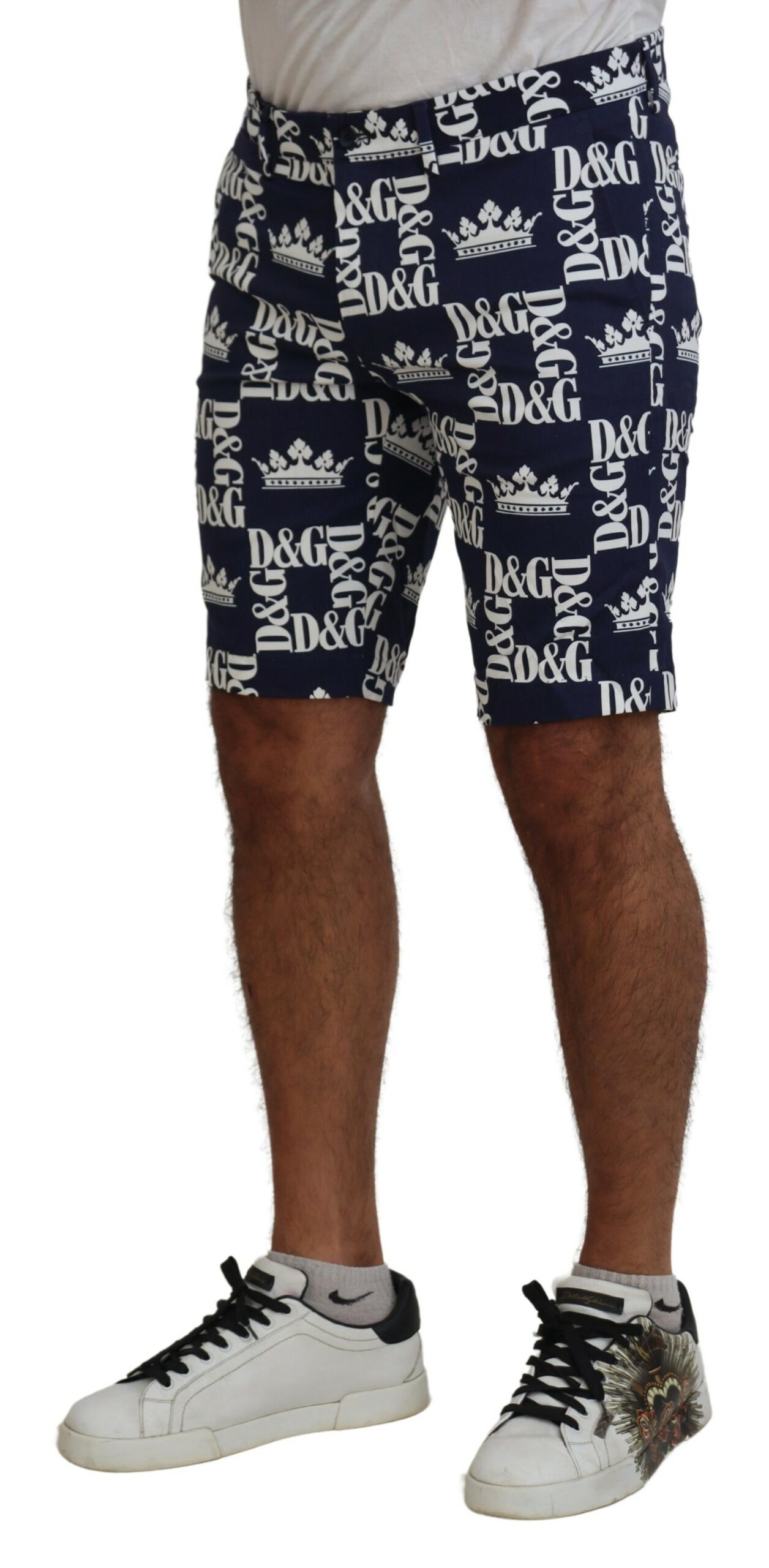 Dolce & Gabbana Blaue Chinos aus Baumwolle mit Logodruck Shorts – Bild 2