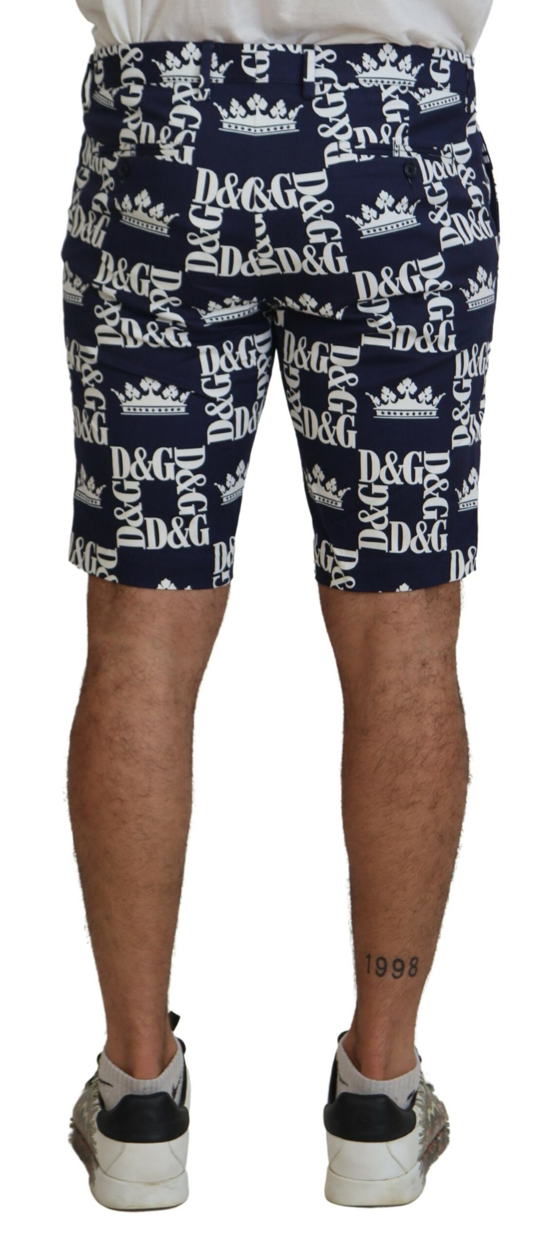 Dolce & Gabbana Blaue Chinos aus Baumwolle mit Logodruck Shorts – Bild 3