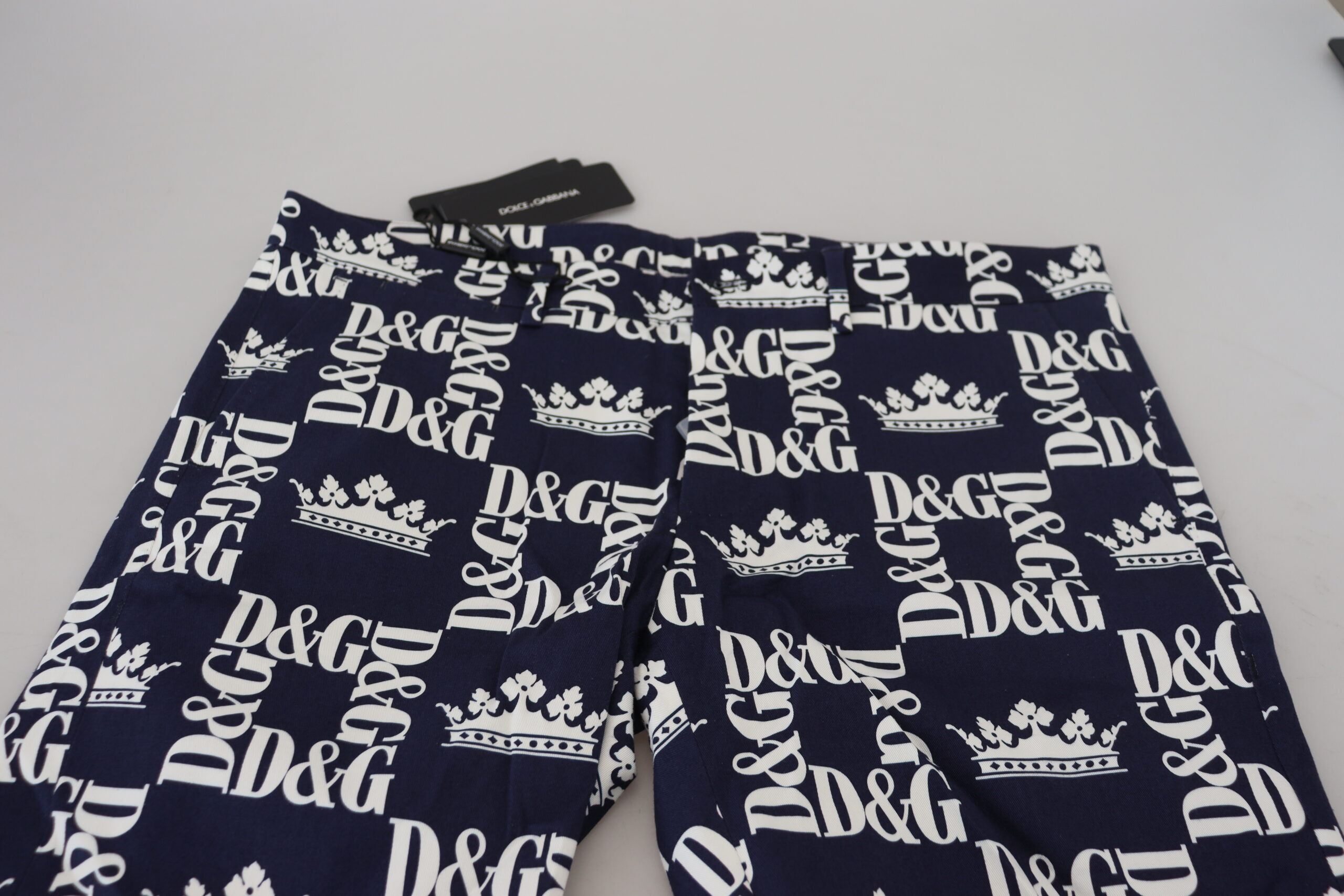 Dolce & Gabbana Blaue Chinos aus Baumwolle mit Logodruck Shorts – Bild 5