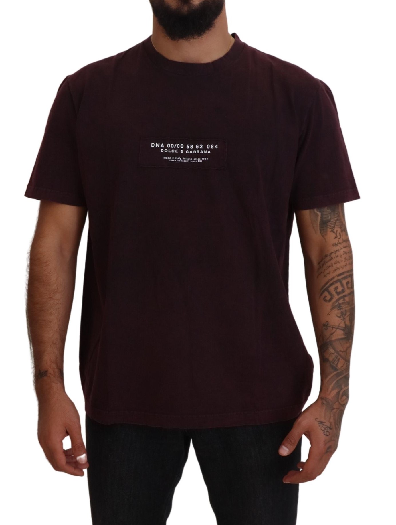 Dolce & Gabbana Bordeaux Kurzarm-T-Shirt mit Rundhalsausschnitt