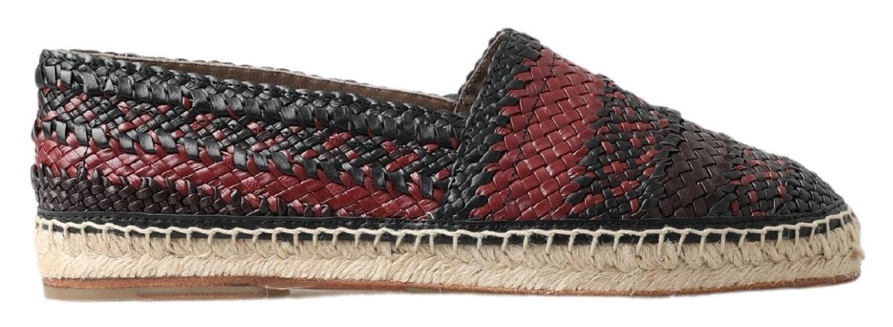 Dolce & Gabbana Schwarz Bordeaux Büffelleder Espadrille Schuhe