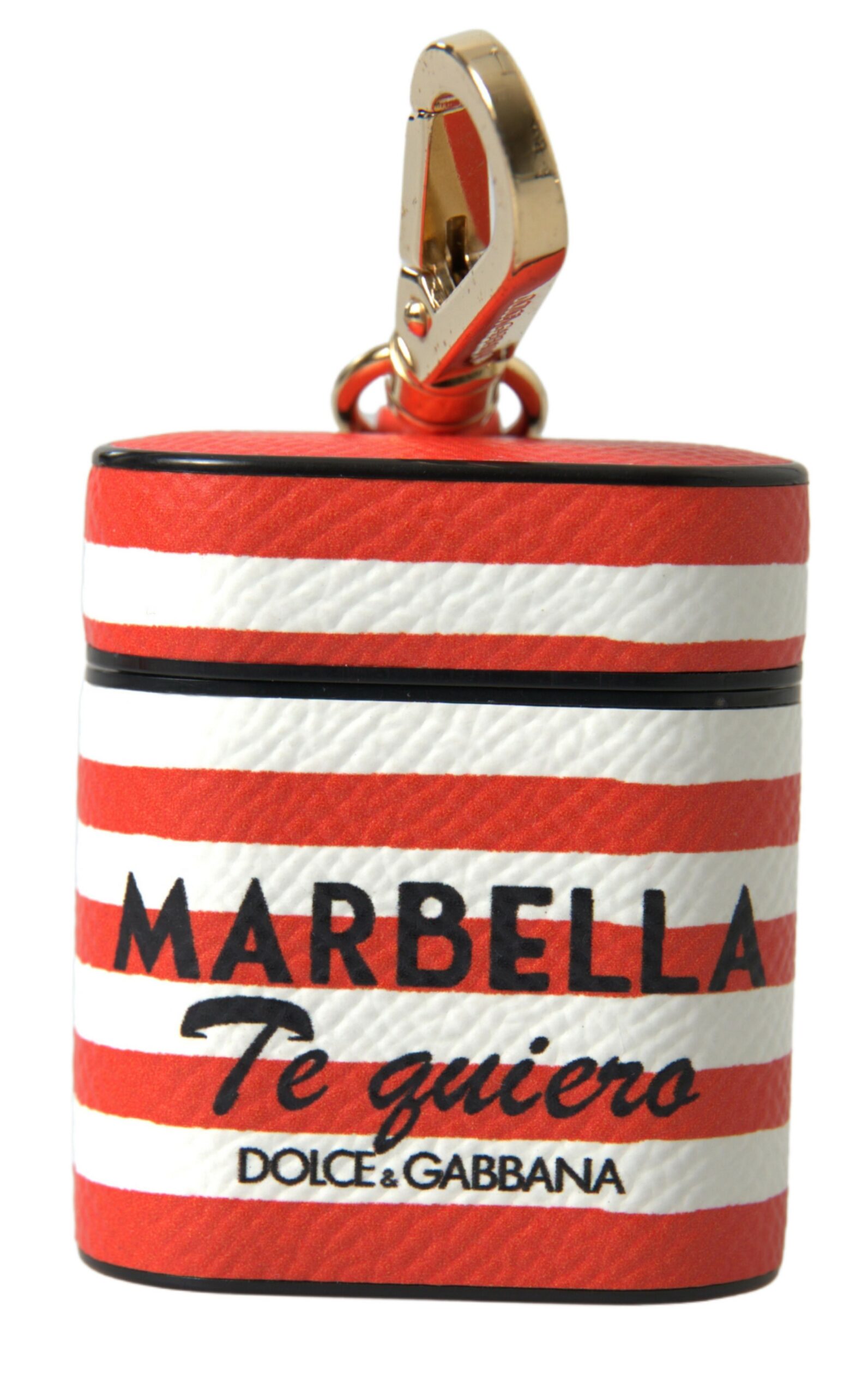 Dolce & Gabbana Orange Streifen Dauphine Leder Logo Strap Airpod Fall