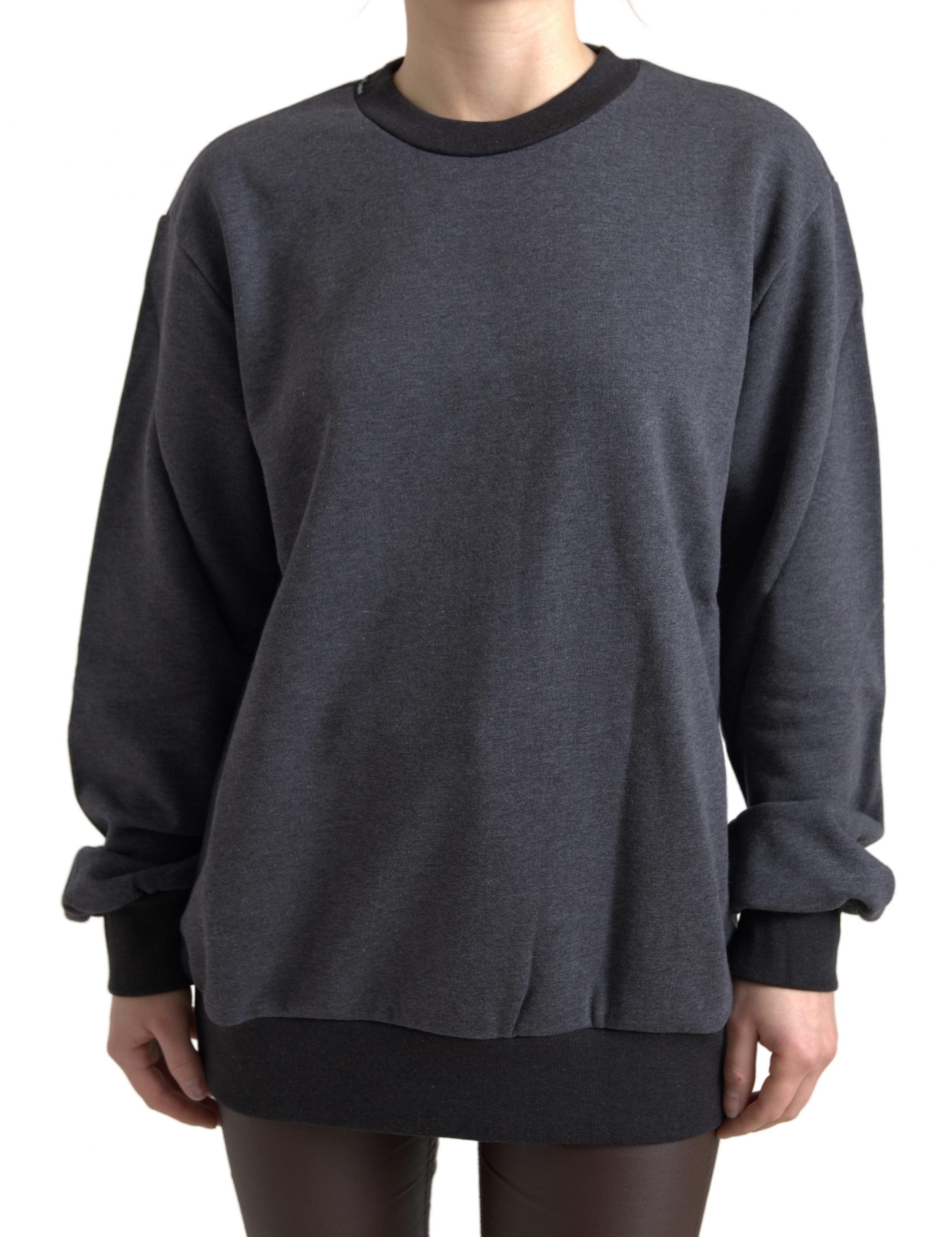 Dolce & Gabbana Dunkelgrauer Pullover mit Rundhalsausschnitt aus Baumwolle