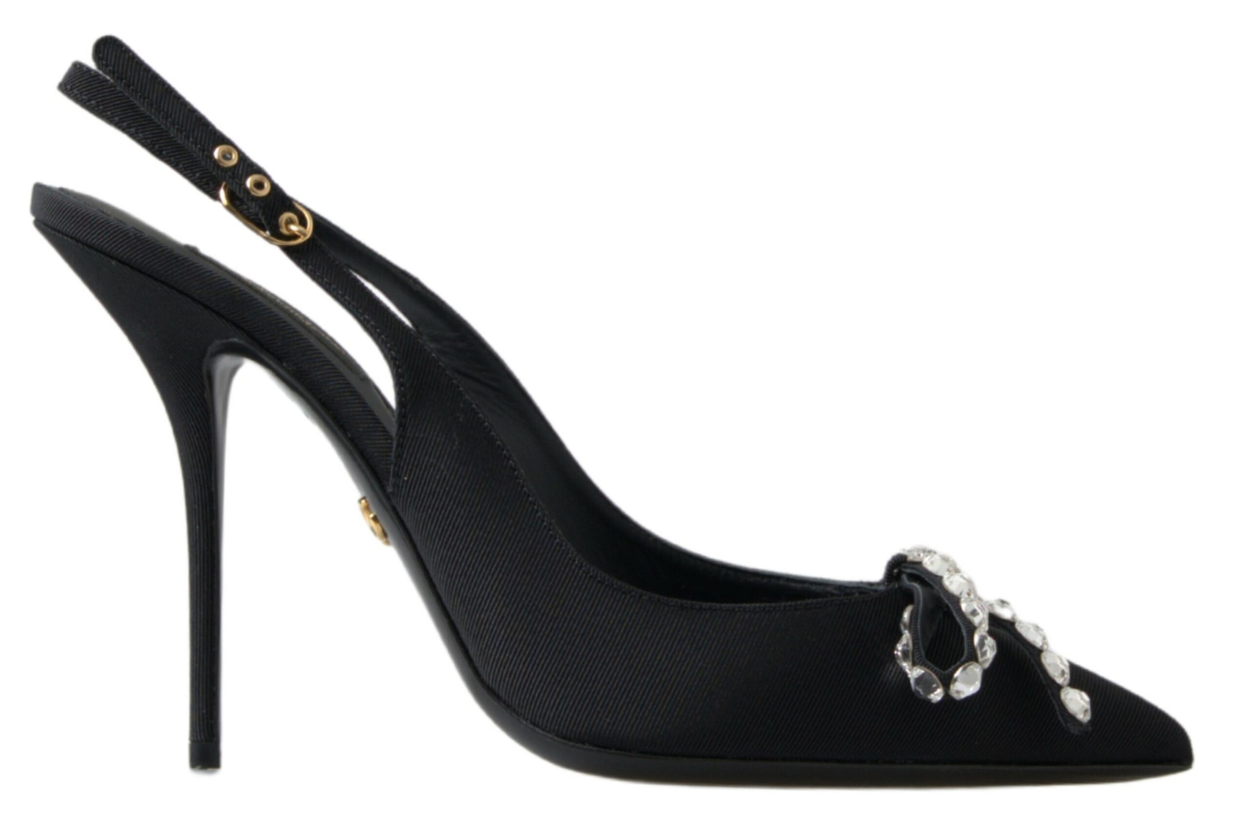 Dolce & Gabbana Schwarze kristallverzierte Schuhe mit Slingback-Absatz
