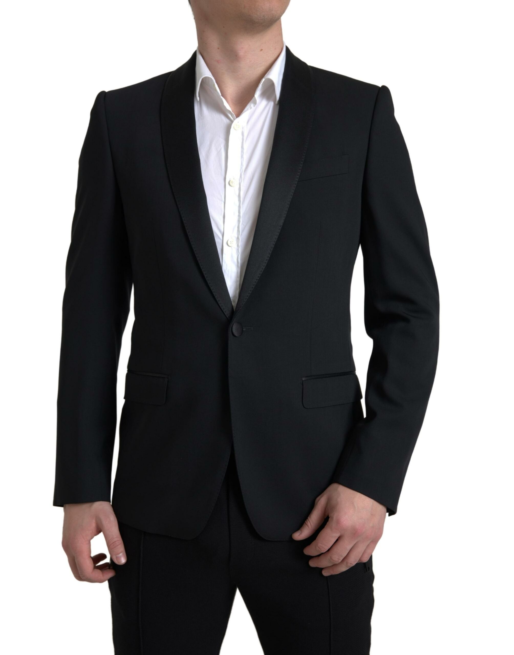 Dolce & Gabbana Schwarzer einreihiger MARTINI Blazer aus Wolle