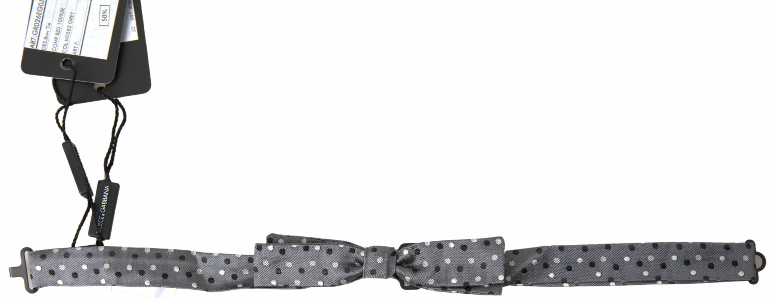 Dolce & Gabbana Graue Polka Dot Seide Verstellbare Männer Hals Papillon Fliege