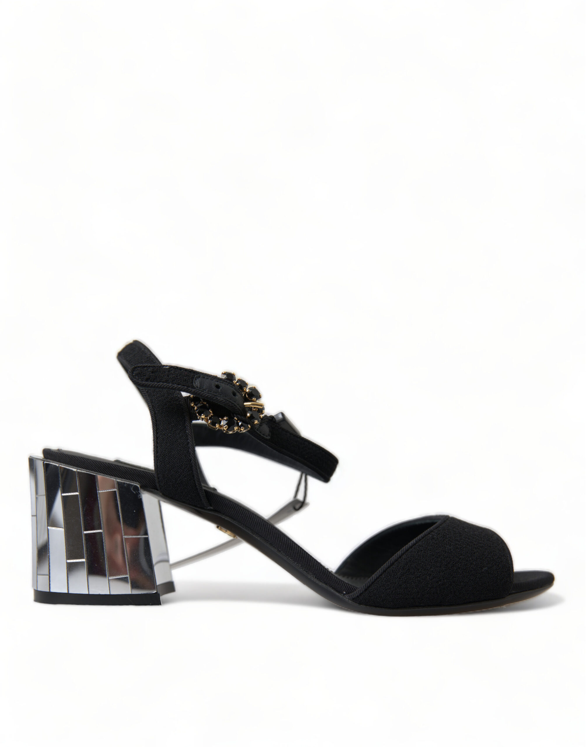 Dolce & Gabbana Schwarze Kristalle Riemchensandalen Schuhe