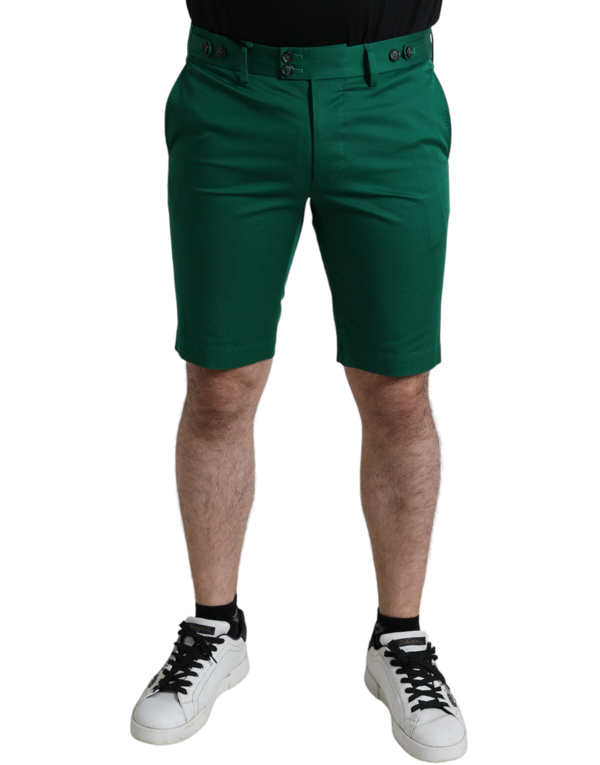 Dolce & Gabbana Deep Green Cotton Stretch Herren Bermuda Shorts