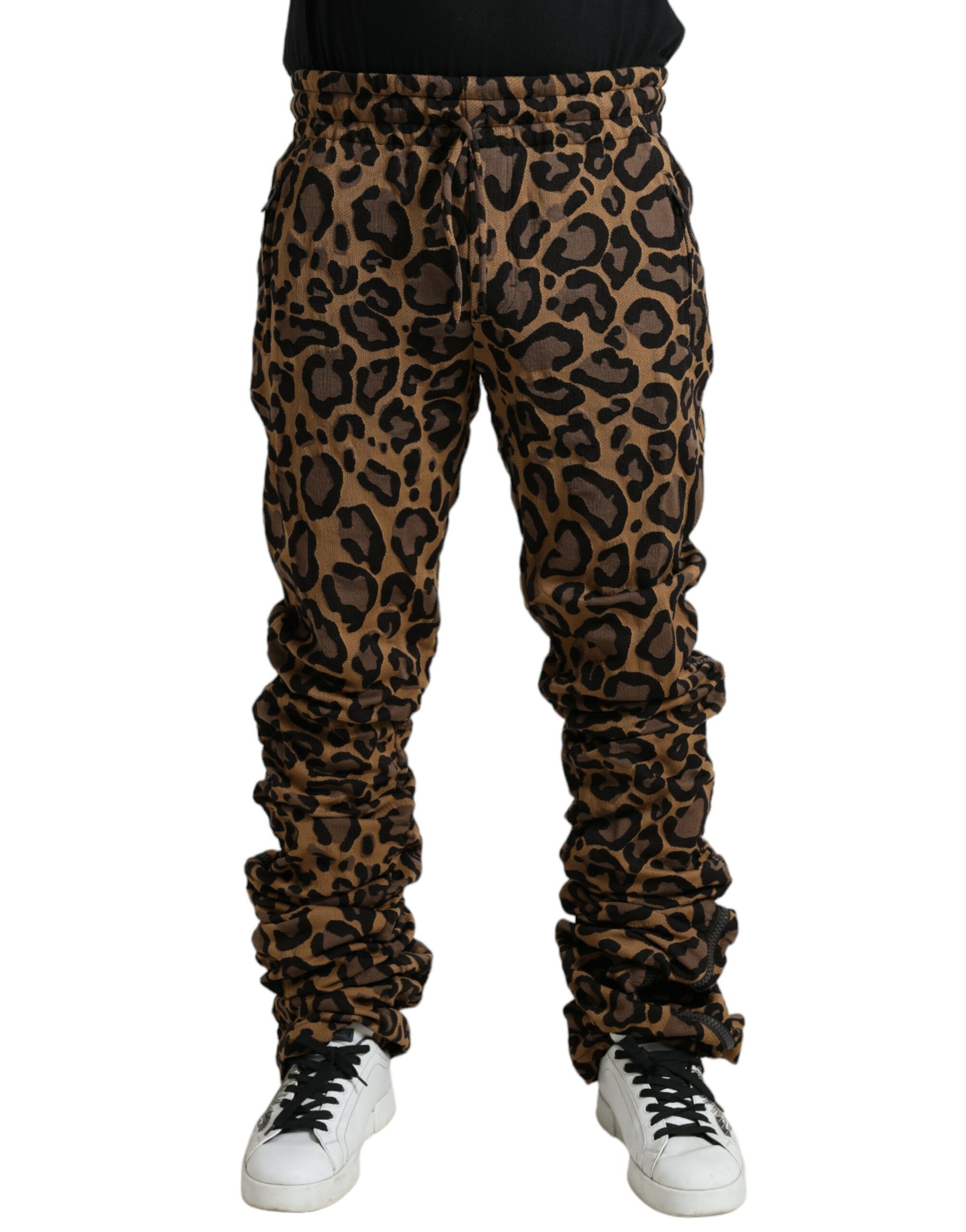 Dolce & Gabbana Braune Leopard-Jacquard-Joggerhose