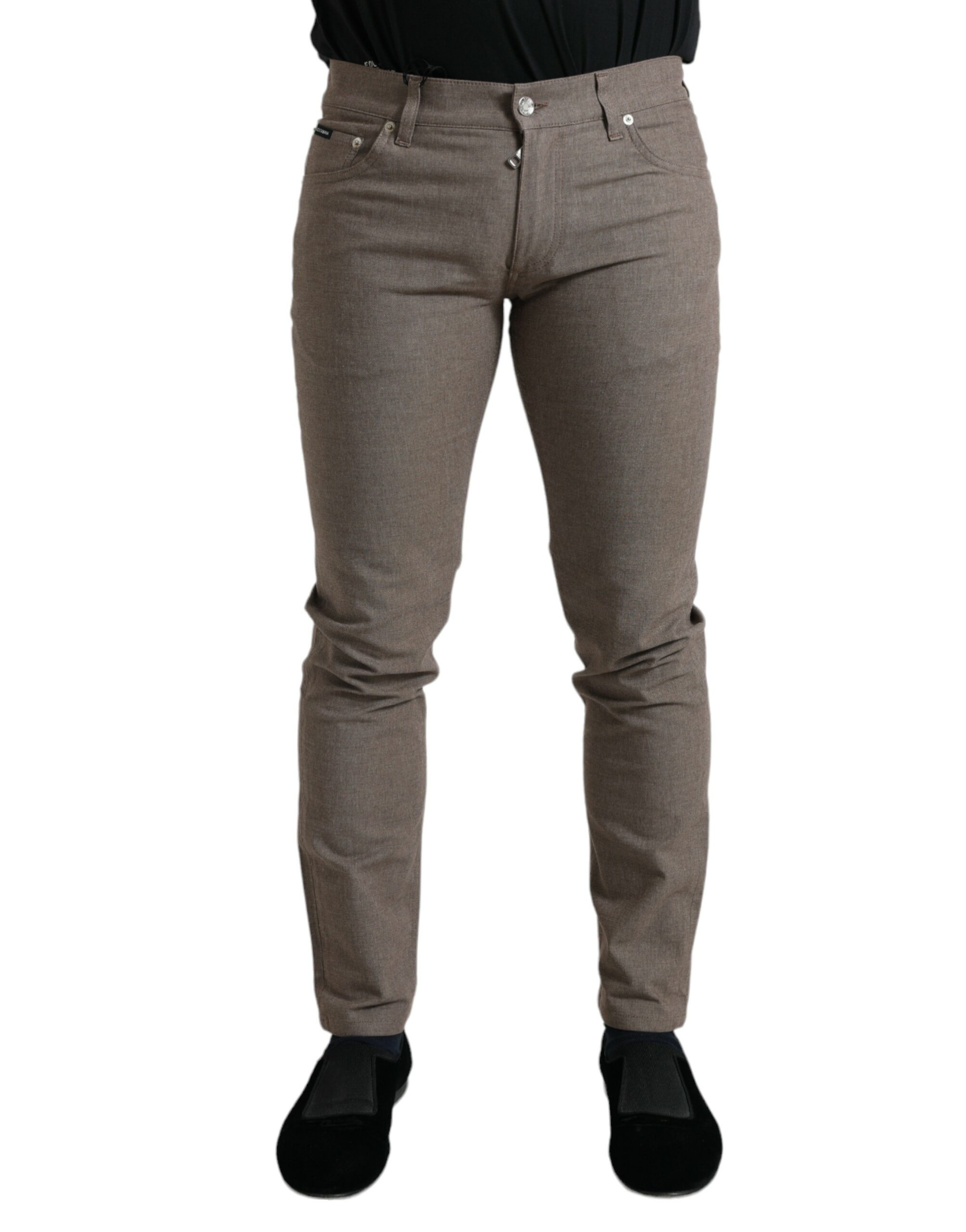 Dolce & Gabbana Braune Baumwoll-Stretch-Skinny-Hose für Männer