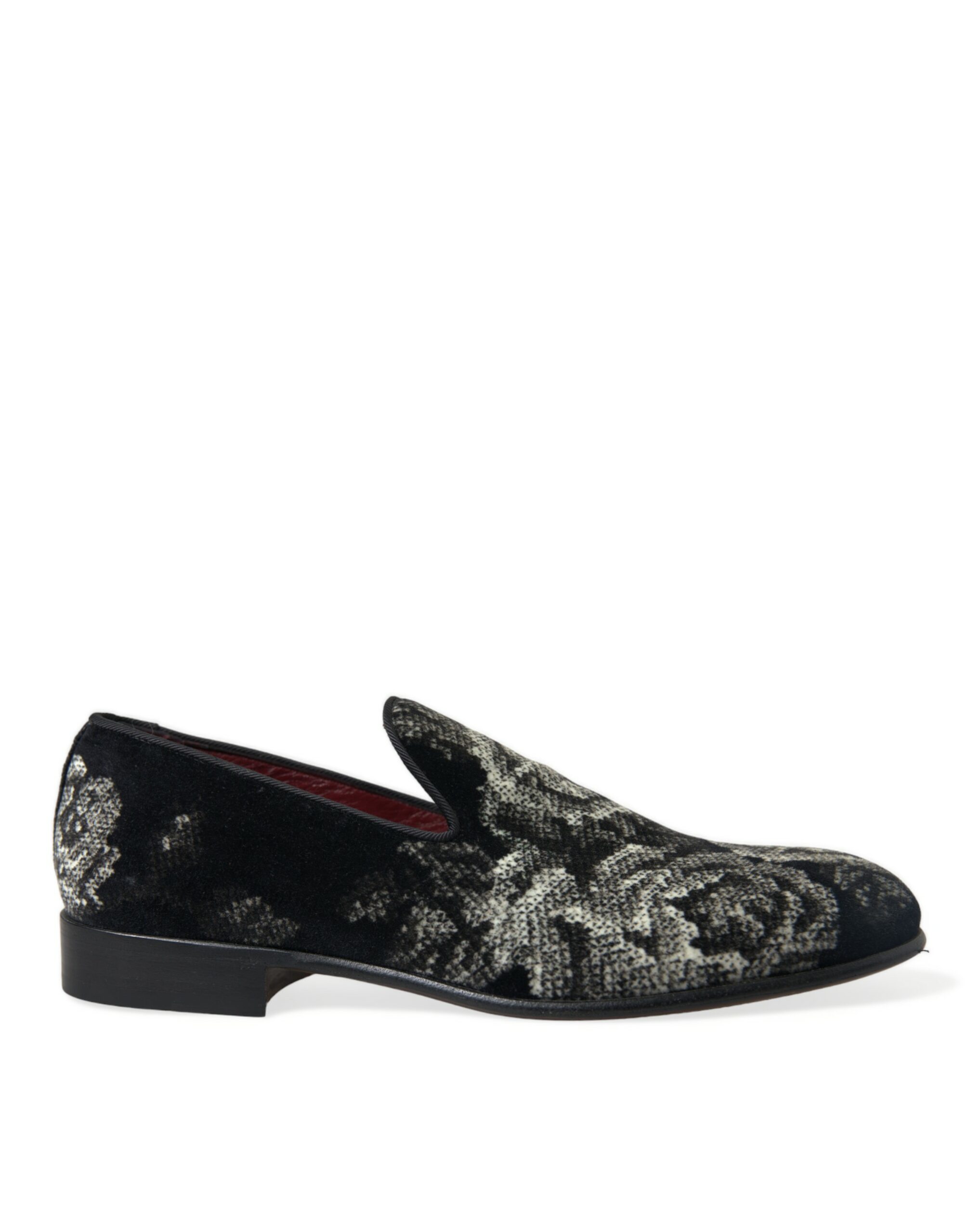 Dolce & Gabbana Schwarz Floral Hausschuhe Männer Loafers Kleid Schuhe