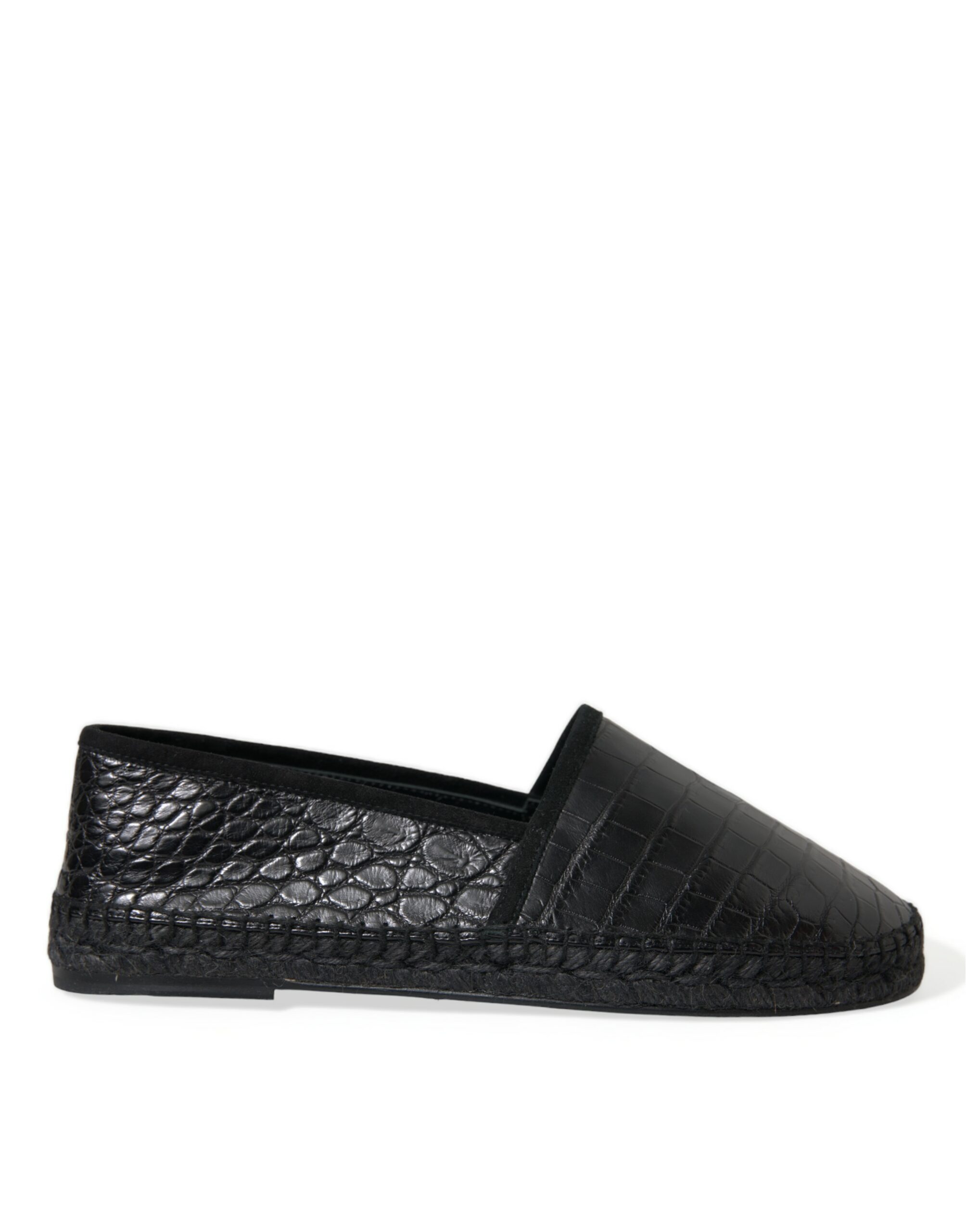 Dolce & Gabbana Schwarze Exotische Leder Espadrilles Slip On Schuhe