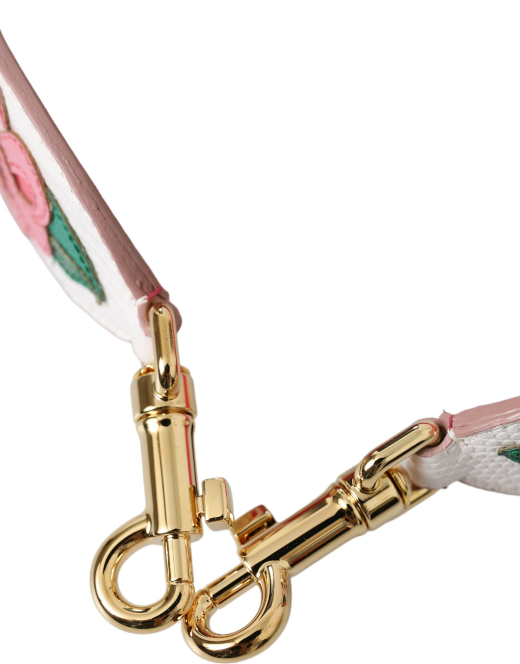 Dolce & Gabbana Weißes geblümtes Leder Accessoire Schulterriemen – Bild 5
