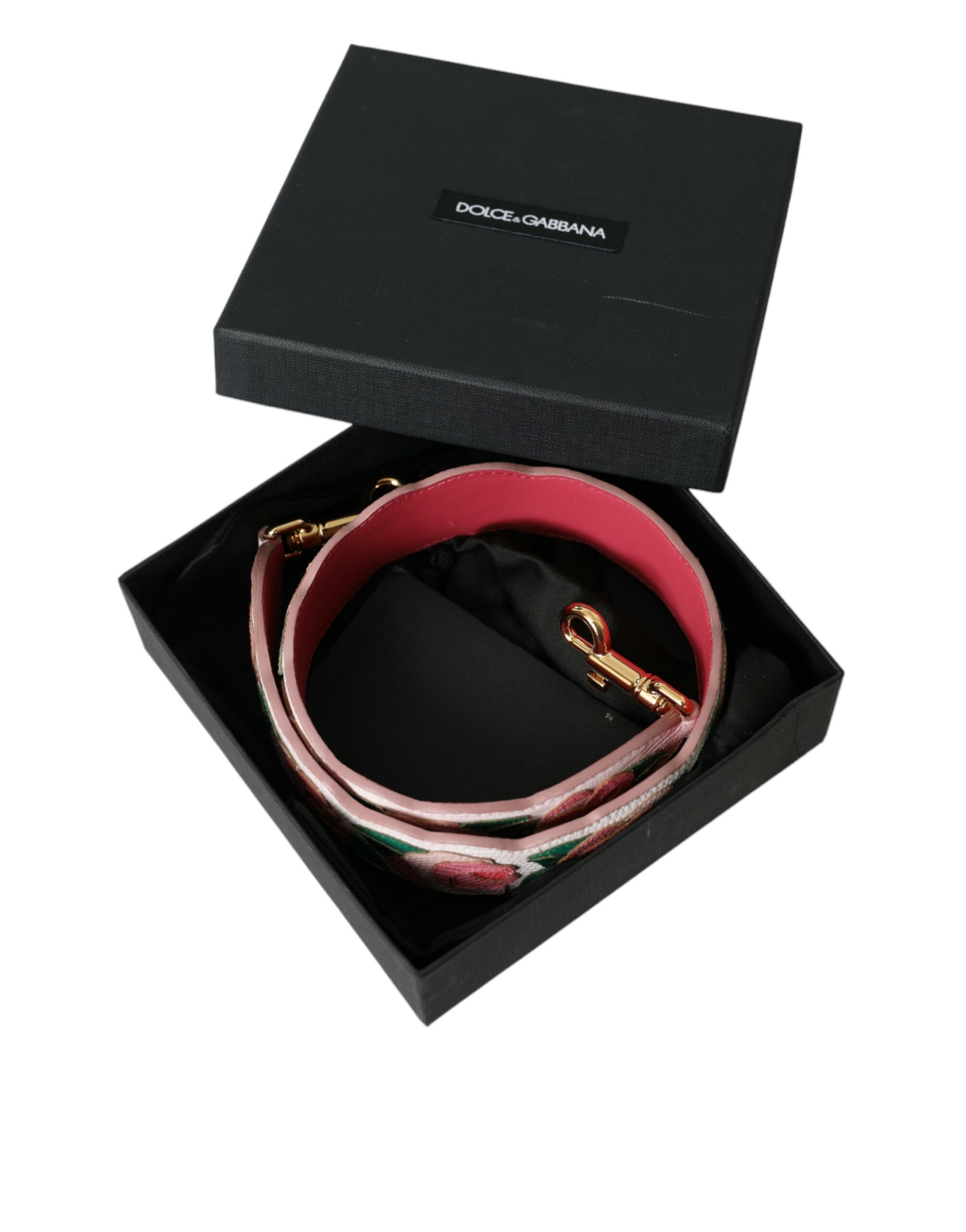 Dolce & Gabbana Weißes geblümtes Leder Accessoire Schulterriemen – Bild 6