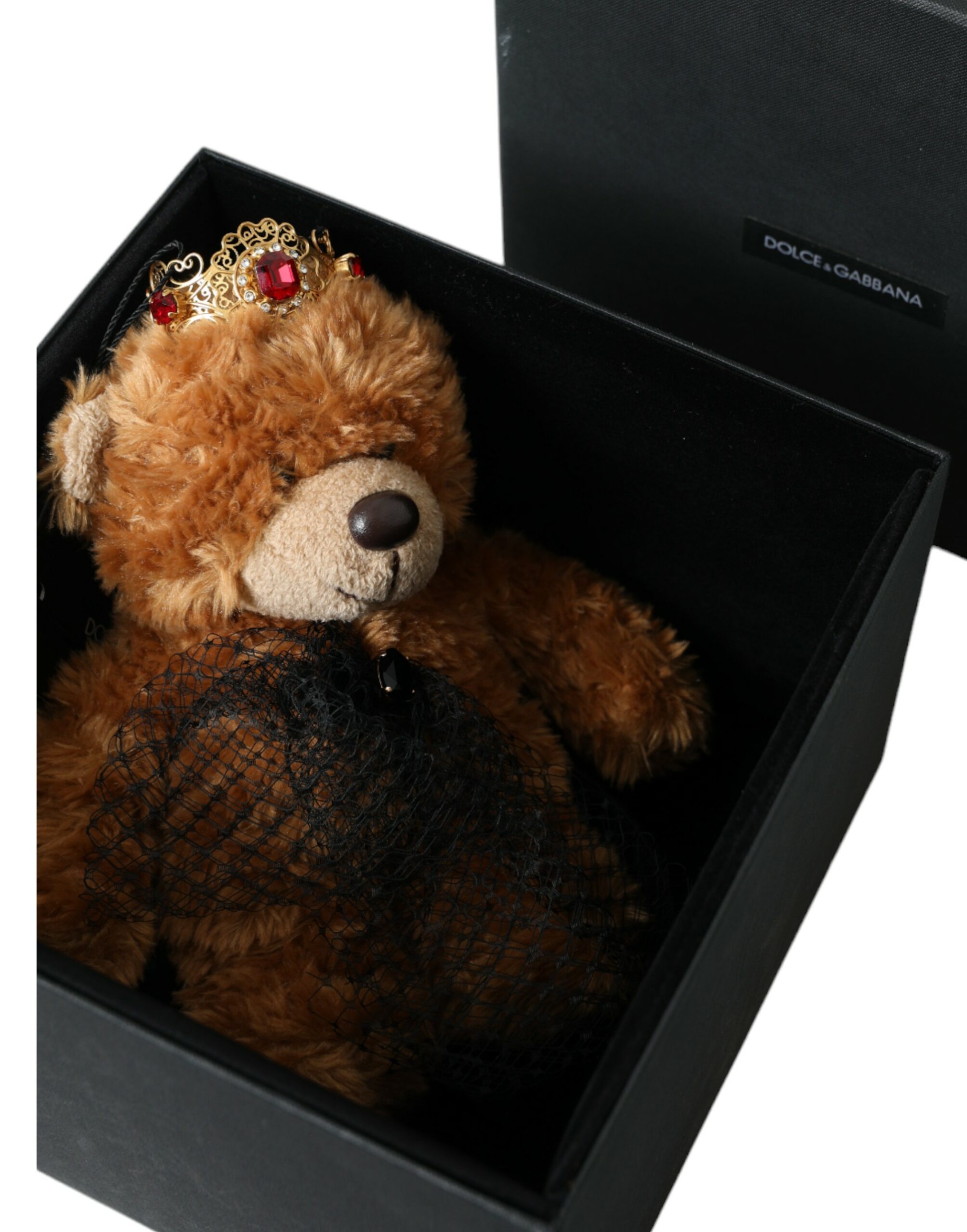 Dolce & Gabbana Brauner Teddybär Gold Kristallkrone Haarband Diadem – Bild 7