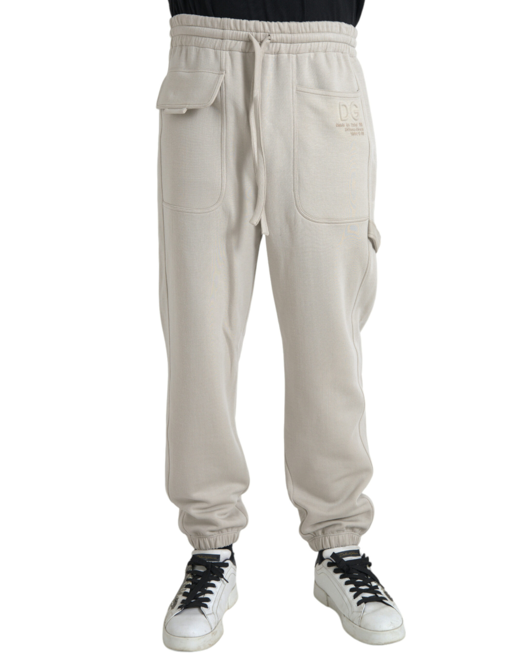 Dolce & Gabbana Weiße Viskose-Cargo-Jogger-Sweatpants-Hose