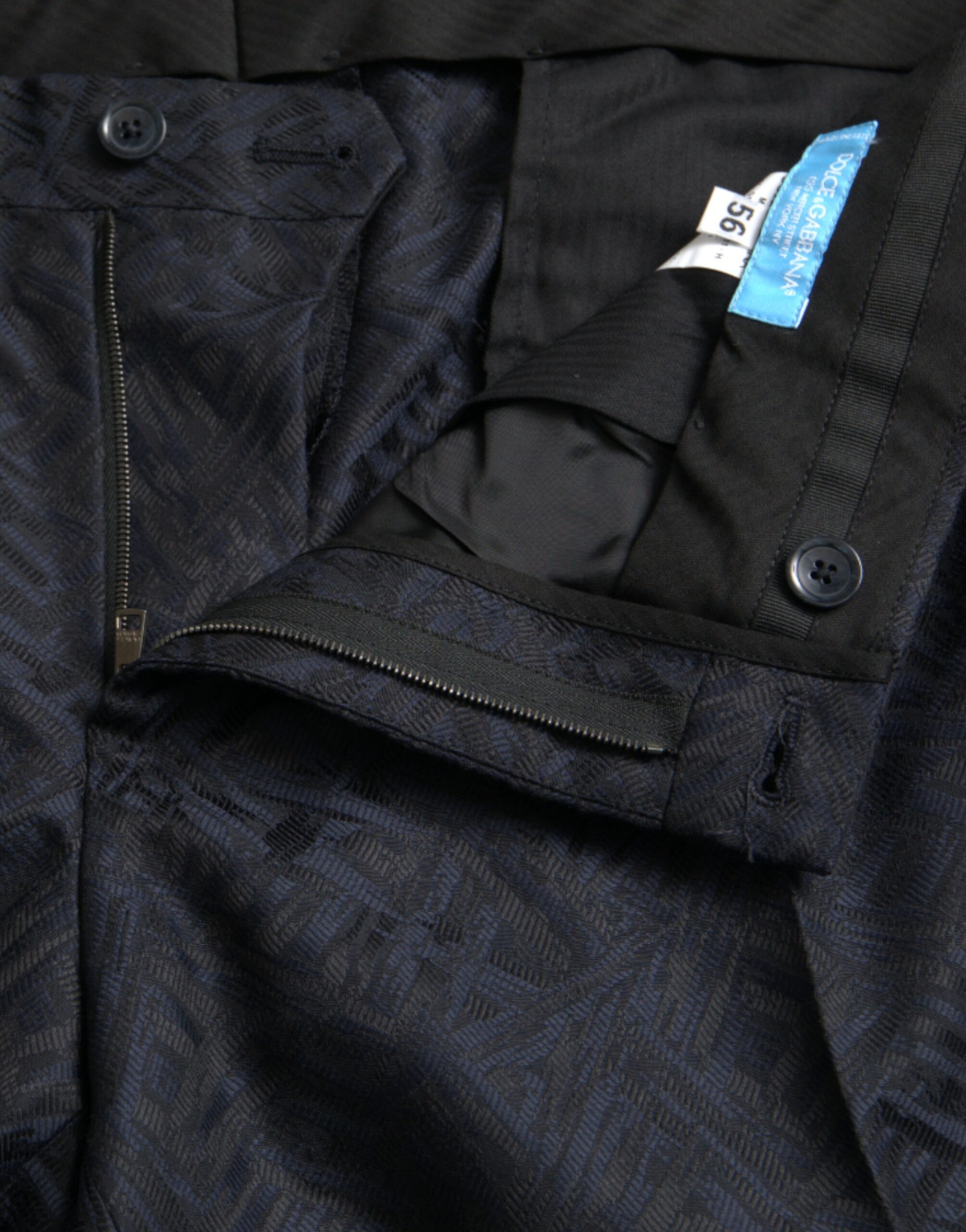 Dolce & Gabbana Blaue Brokat Wolle Skinny Herren Anzughose – Bild 5