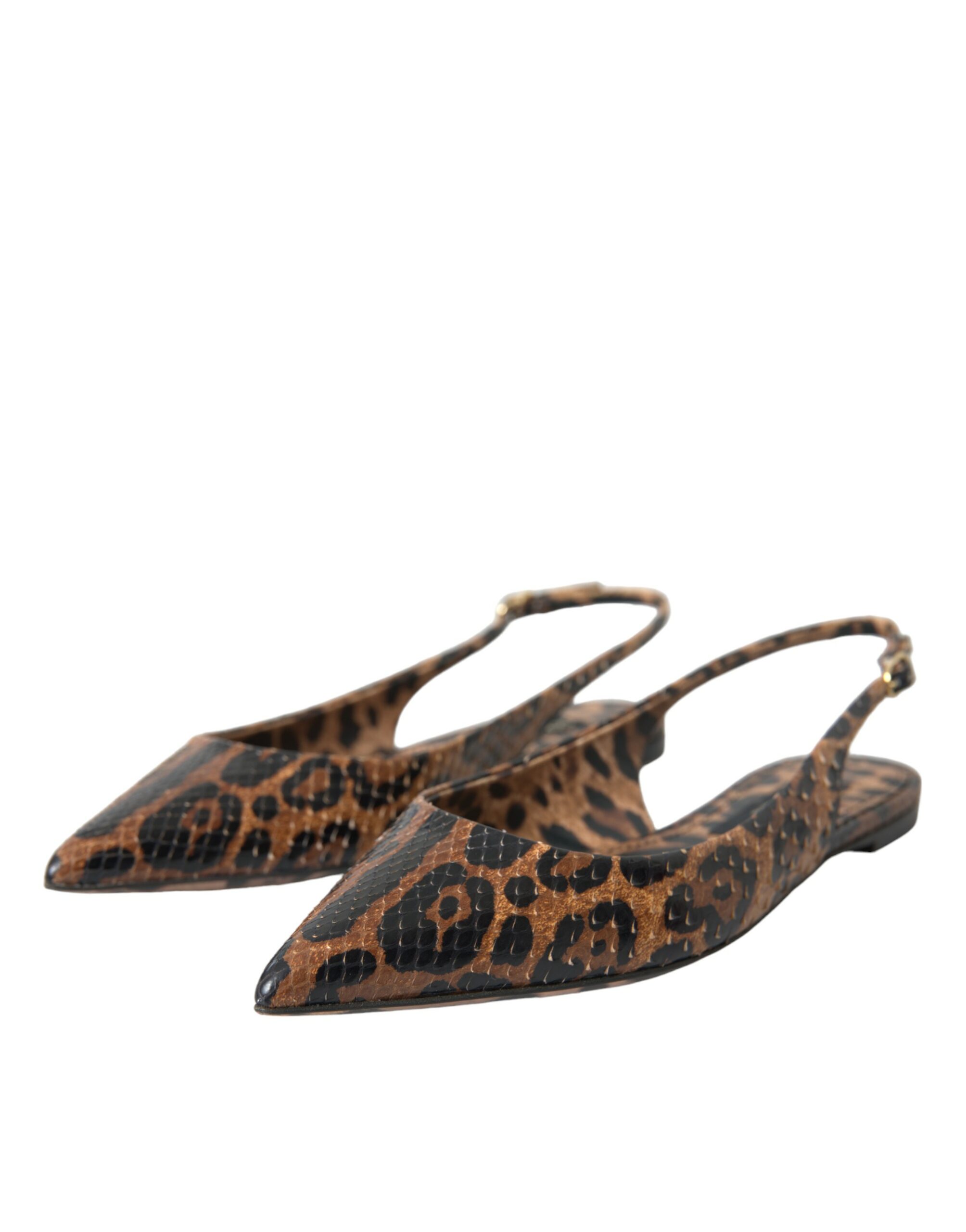 Dolce & Gabbana Braun Leopard Exotische Haut Slingback Schuhe – Bild 3