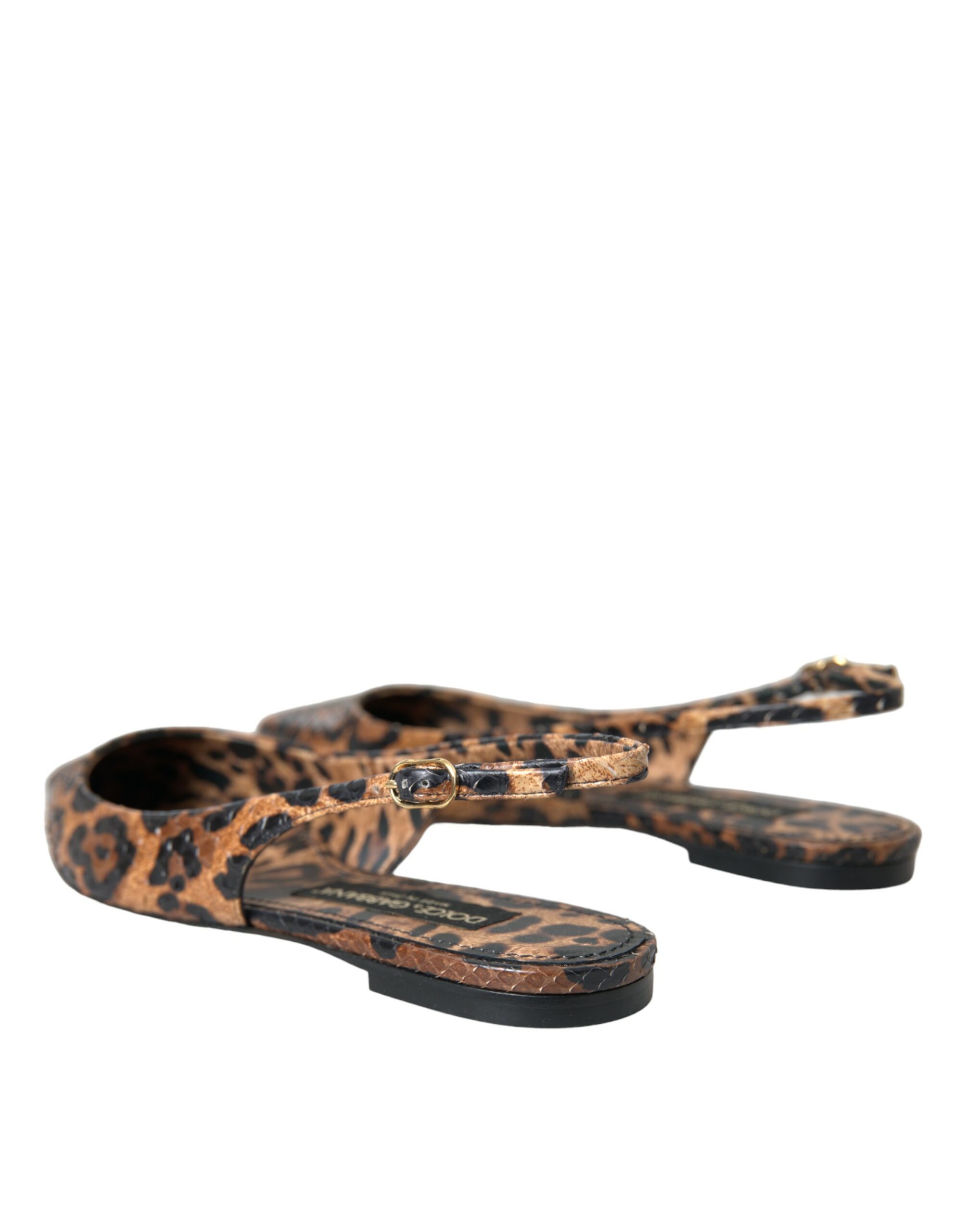 Dolce & Gabbana Braun Leopard Exotische Haut Slingback Schuhe – Bild 4