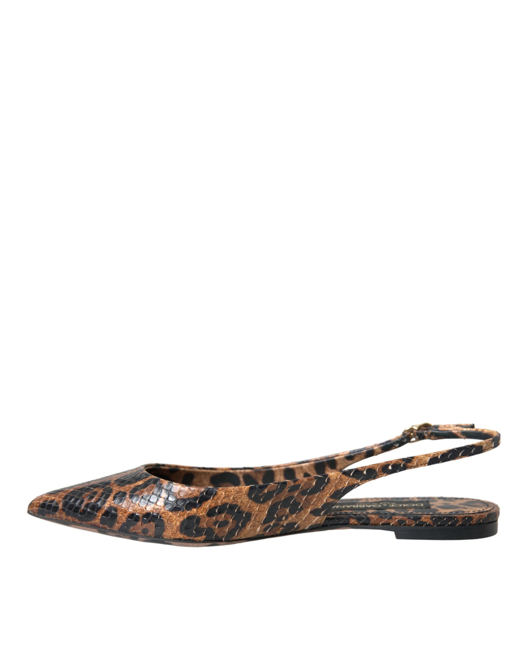 Dolce & Gabbana Braun Leopard Exotische Haut Slingback Schuhe – Bild 5