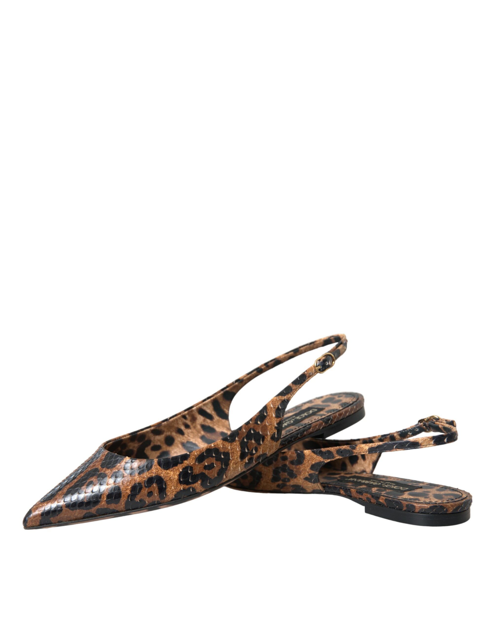 Dolce & Gabbana Braun Leopard Exotische Haut Slingback Schuhe – Bild 7