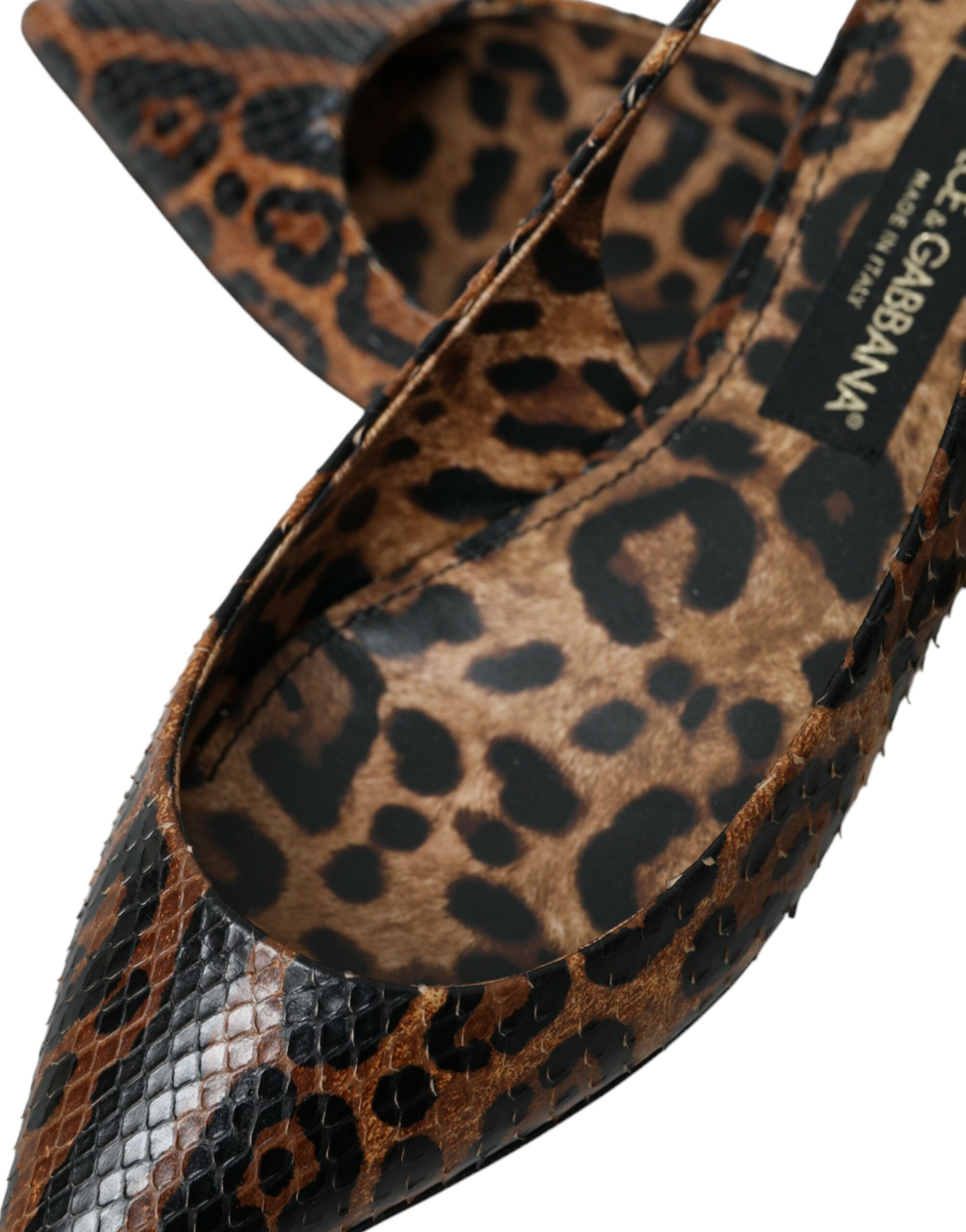 Dolce & Gabbana Braun Leopard Exotische Haut Slingback Schuhe – Bild 8