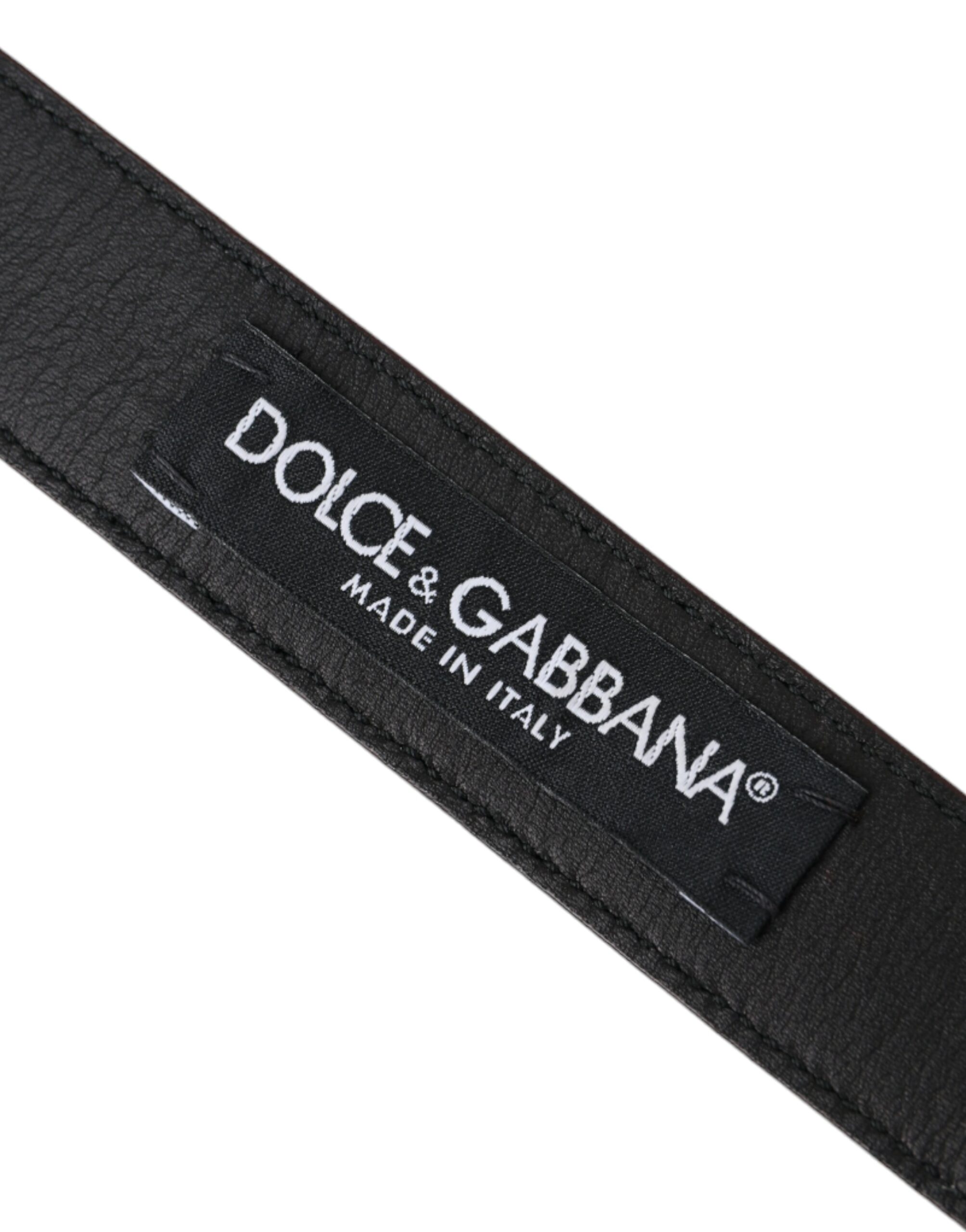 Dolce & Gabbana Braunes Leder Silber Metallschnalle Gürtel Männer – Bild 4