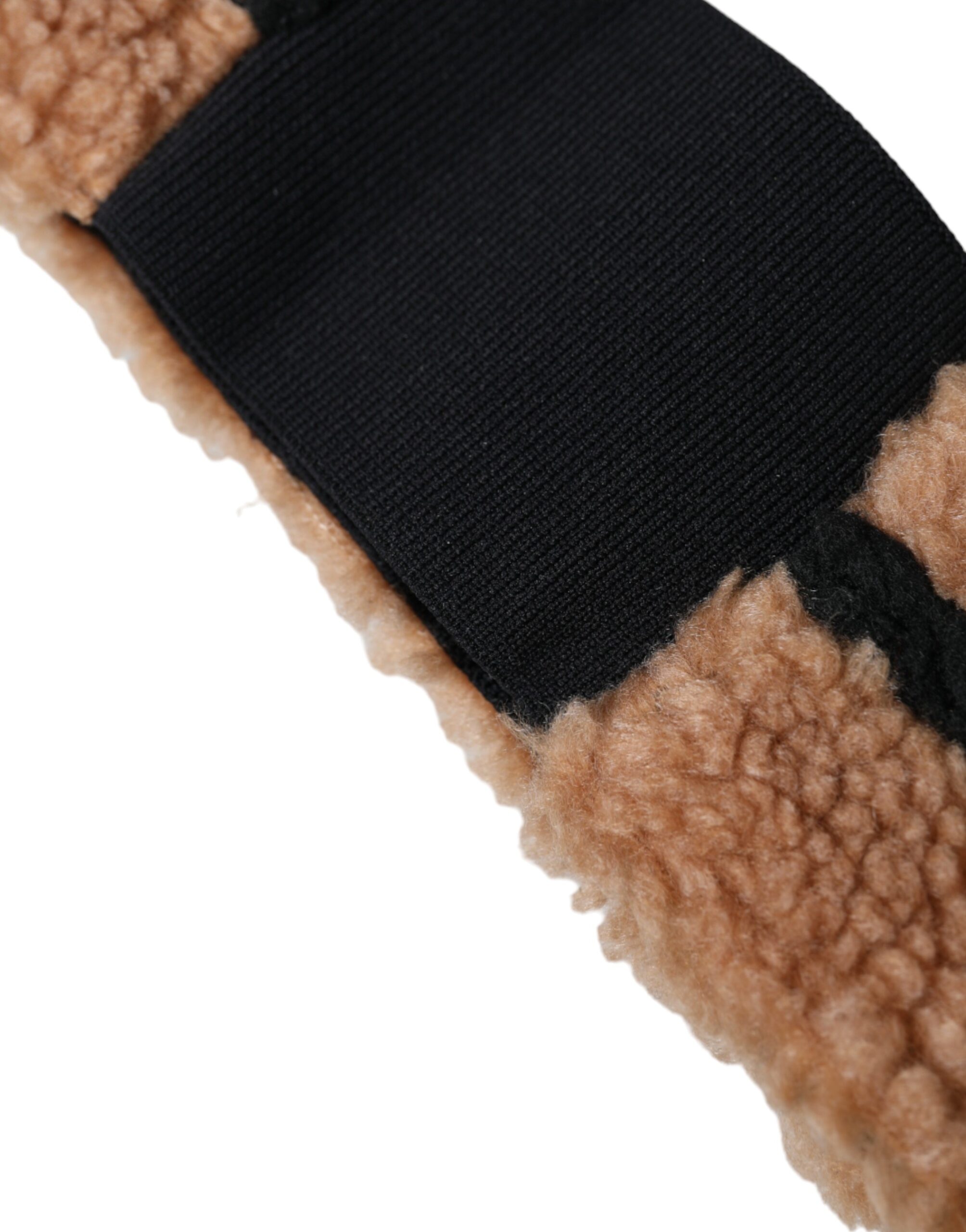 Dolce & Gabbana Braun Schwarz Fleece Wolle Stirnband Hut Männer – Bild 3