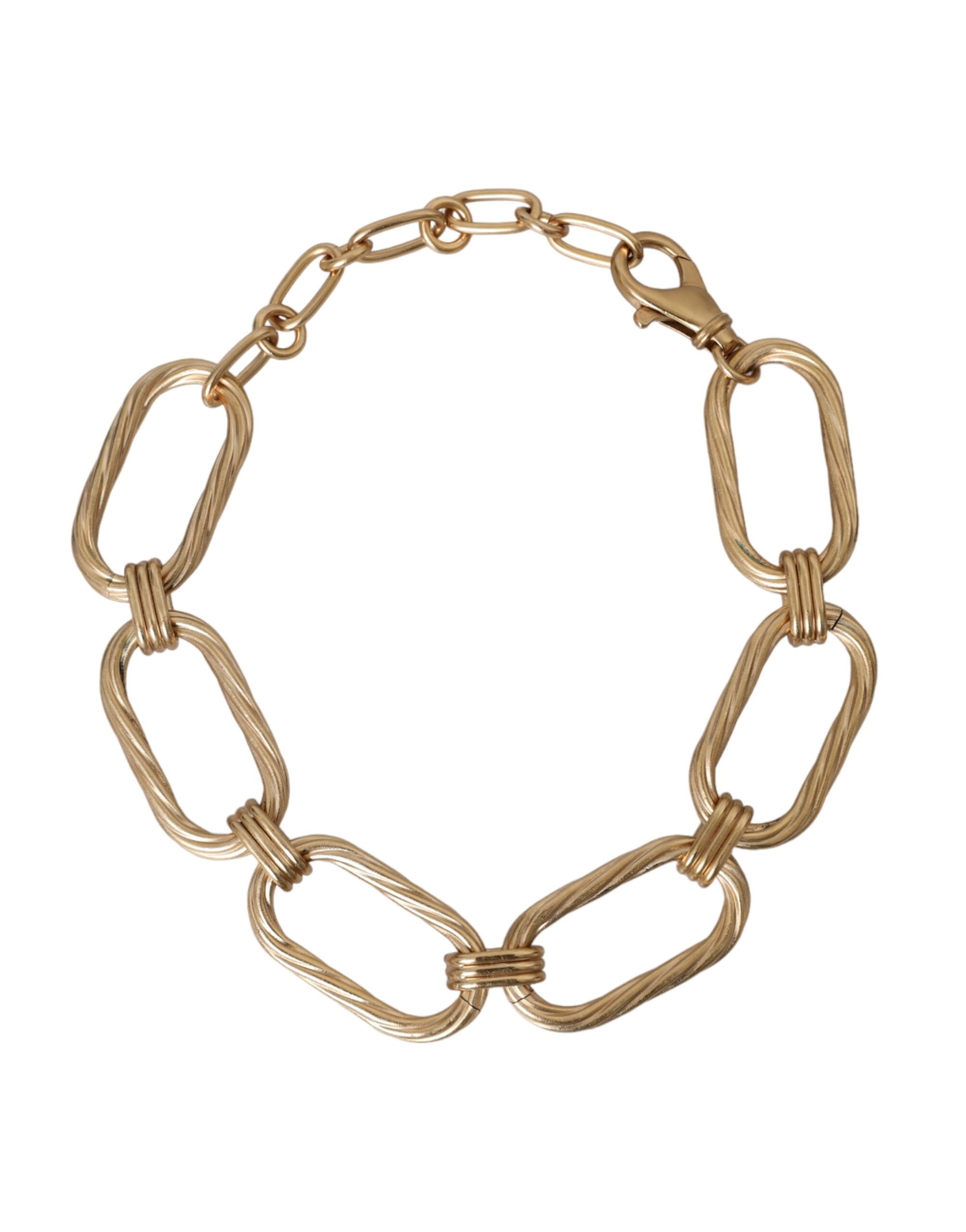 Dolce & Gabbana Gold Tone Messing große Link Kette Schmuck Halskette