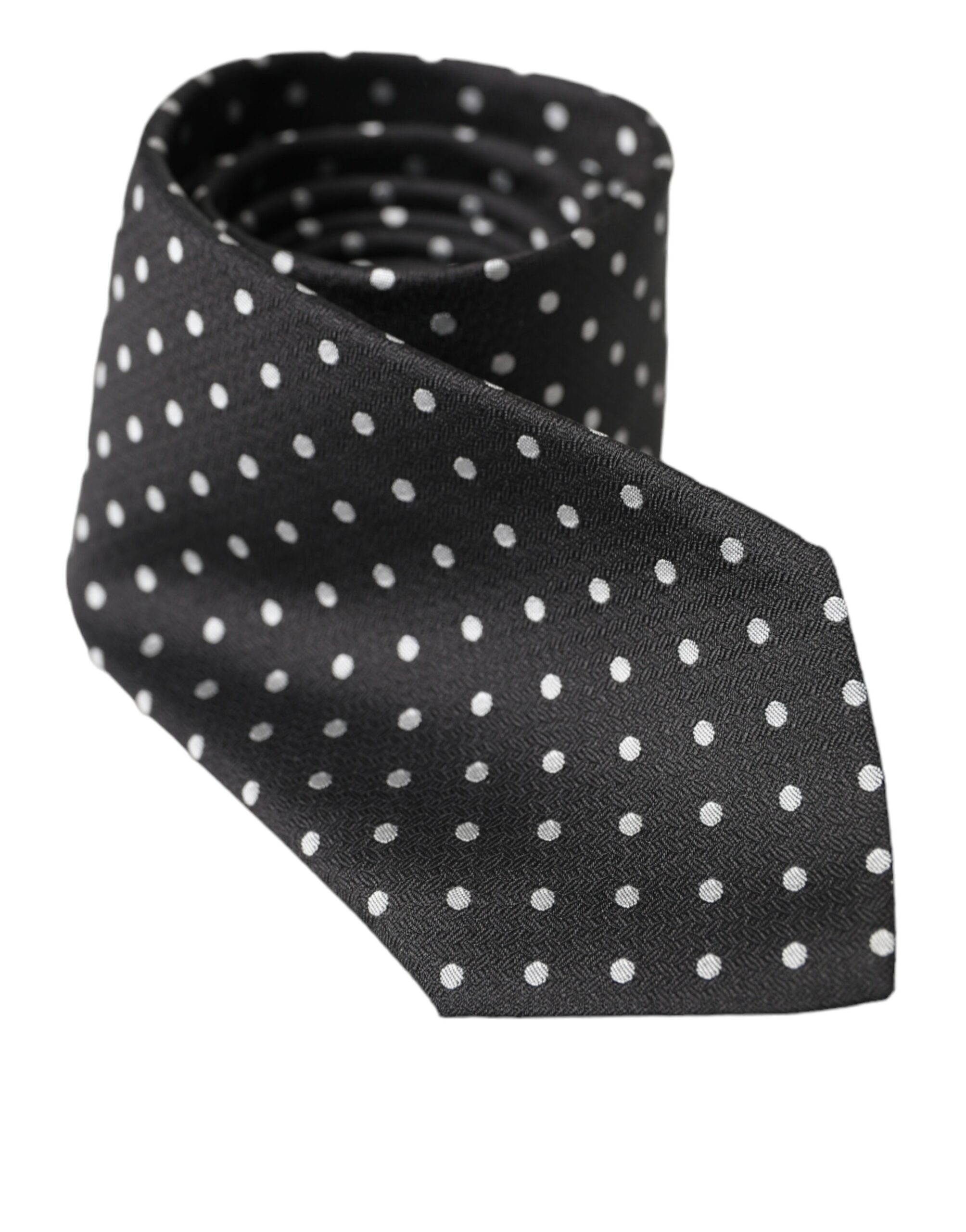Dolce & Gabbana Schwarz Weiß Polka Dots 100% Seide Krawatte Gesichtsmaske – Bild 4