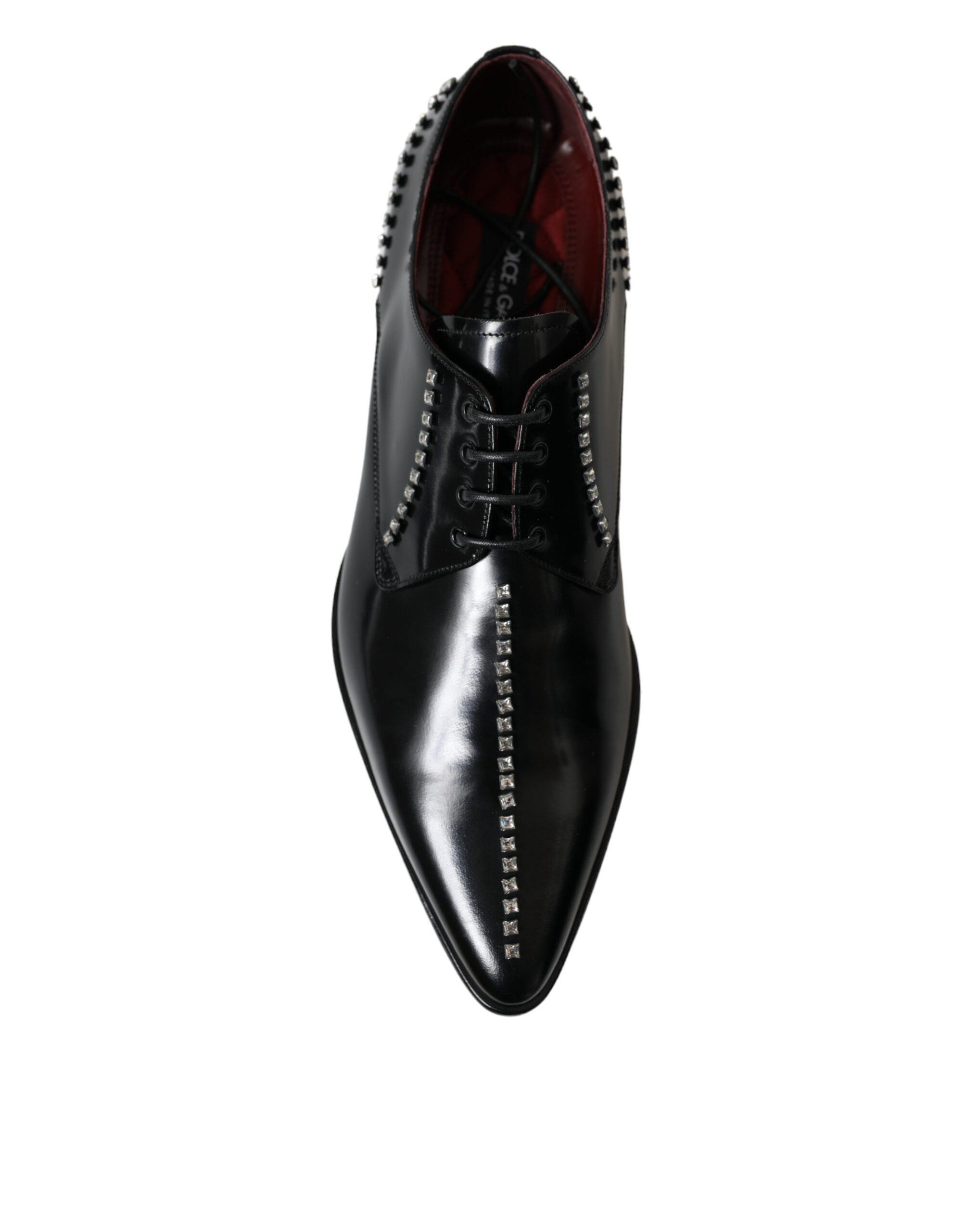 Dolce & Gabbana Black Leather Crystal Dress Formal Shoes – Bild 3