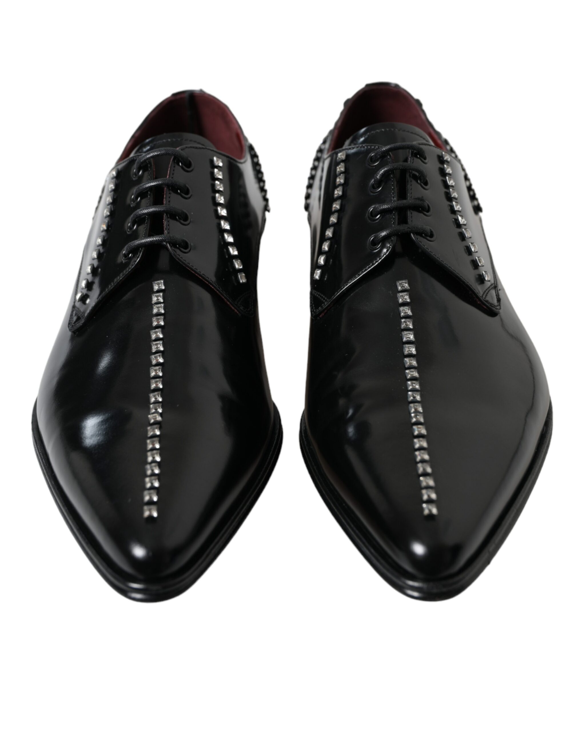 Dolce & Gabbana Black Leather Crystal Dress Formal Shoes – Bild 4