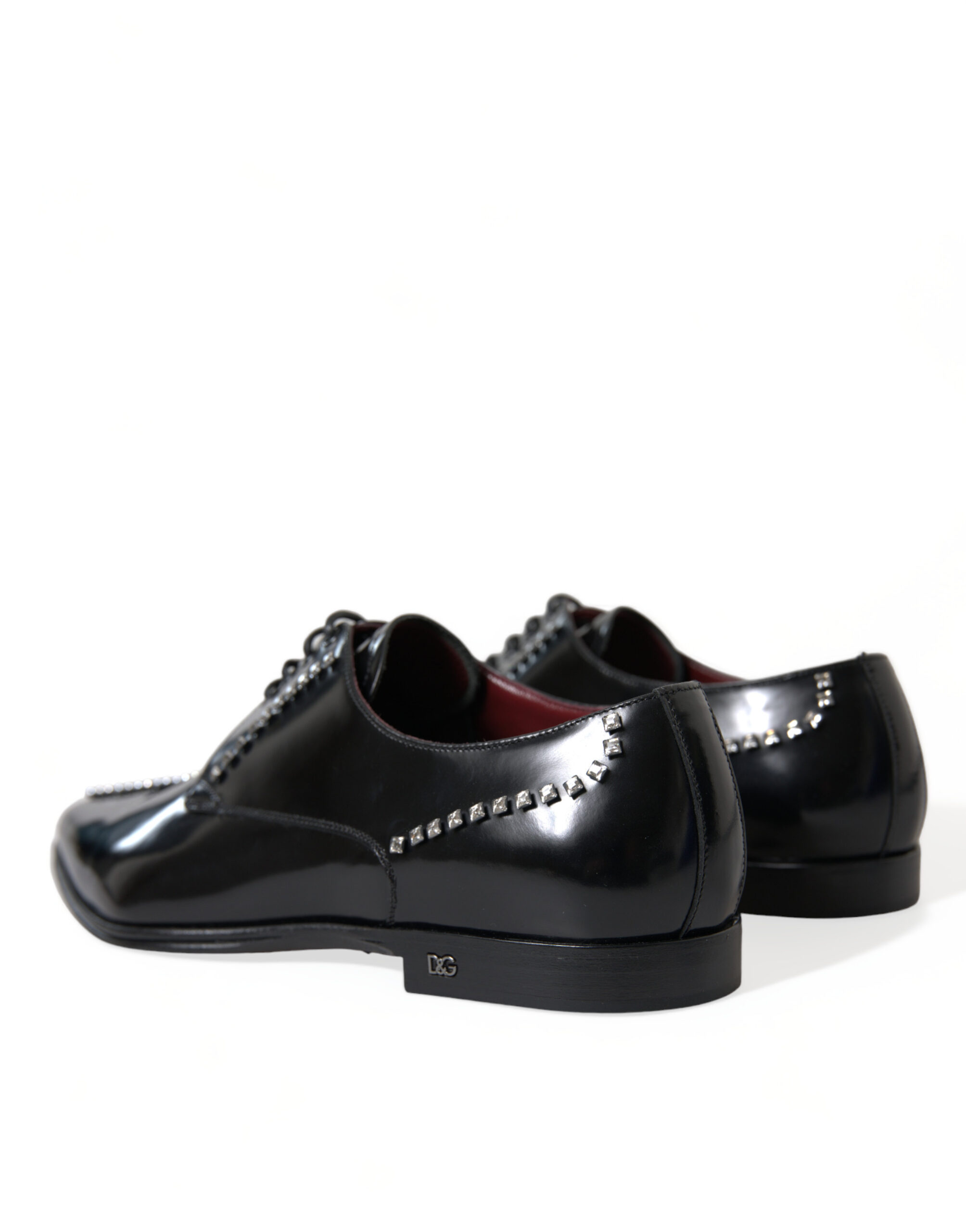 Dolce & Gabbana Black Leather Crystal Dress Formal Shoes – Bild 6