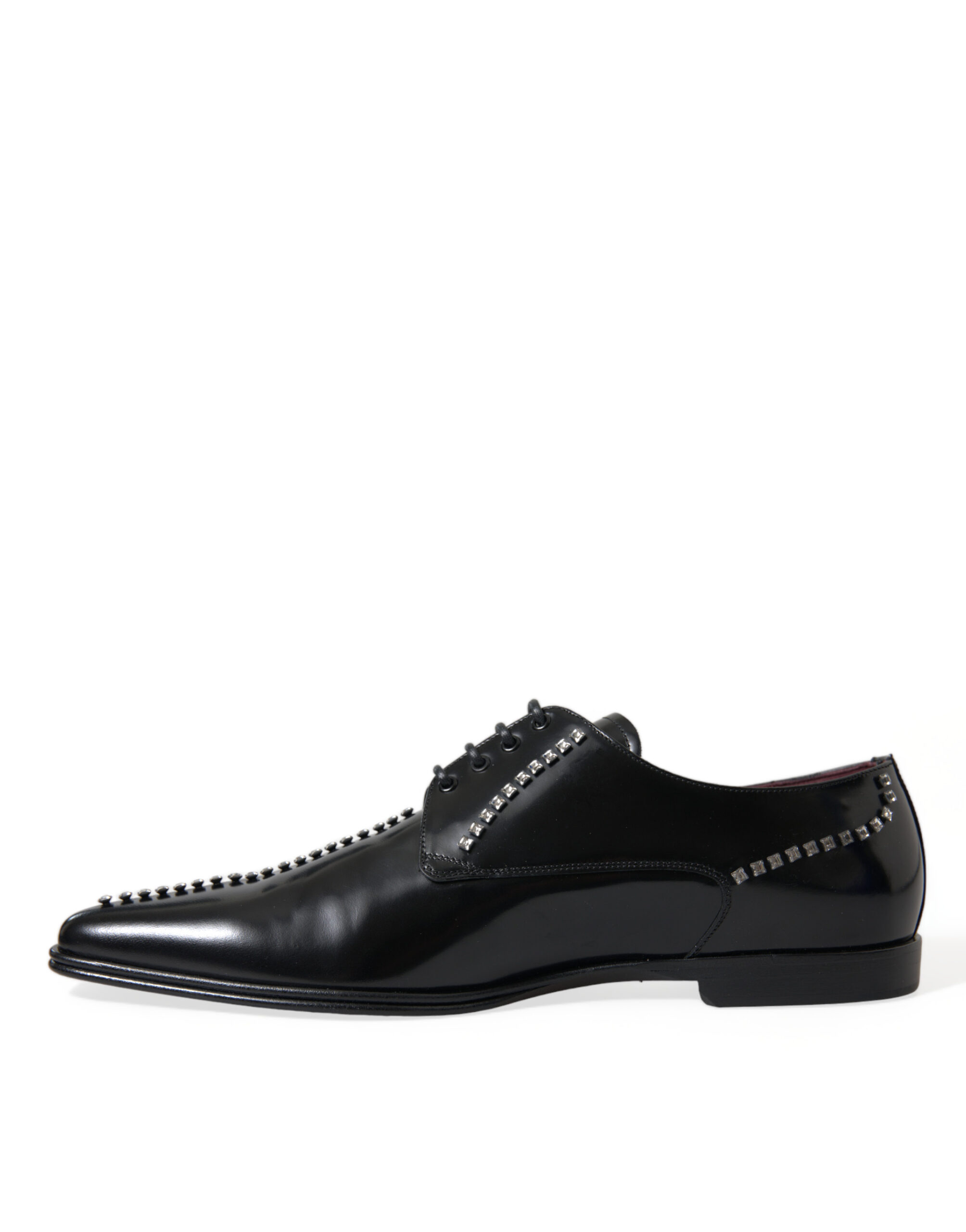 Dolce & Gabbana Black Leather Crystal Dress Formal Shoes – Bild 7