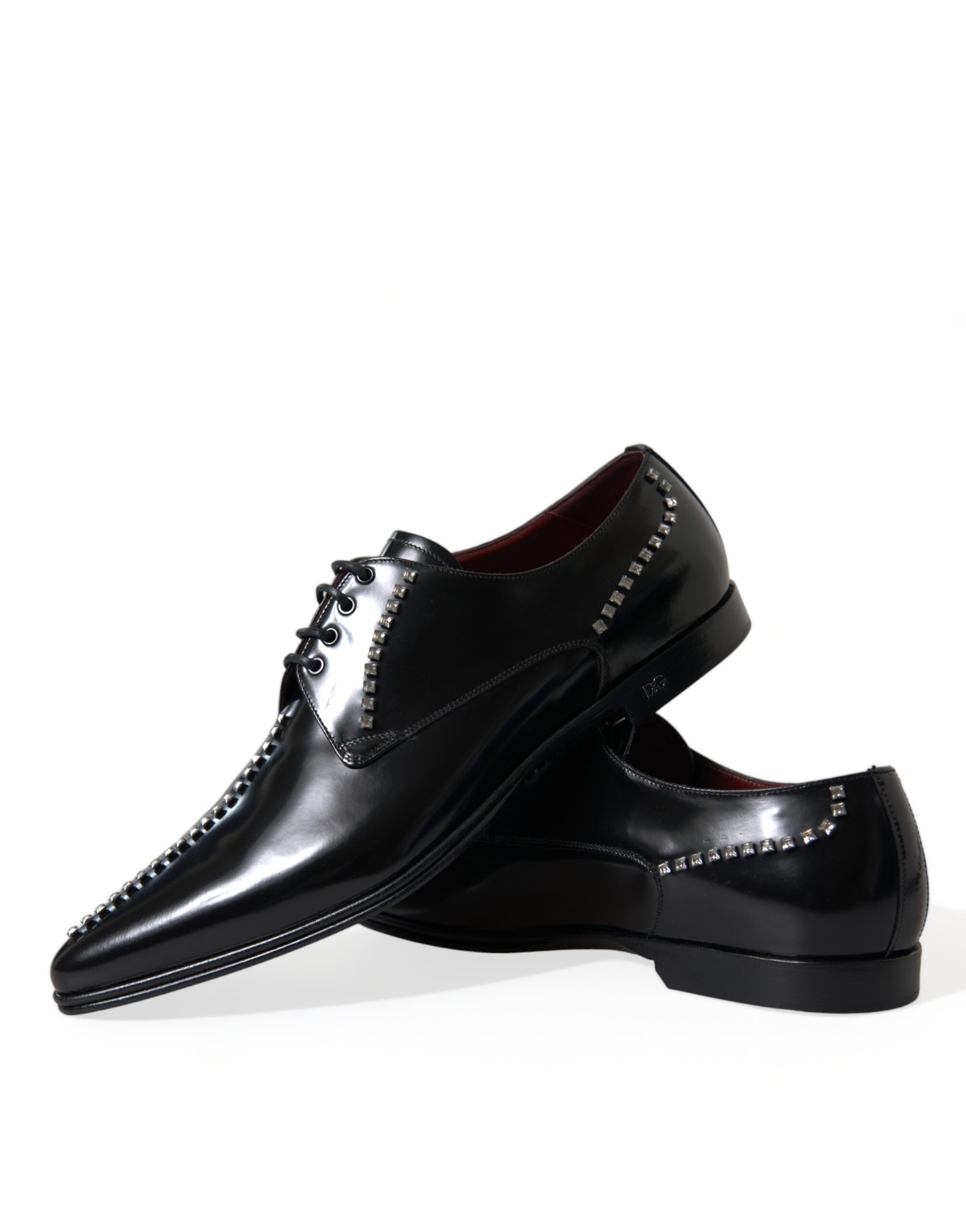 Dolce & Gabbana Black Leather Crystal Dress Formal Shoes – Bild 8