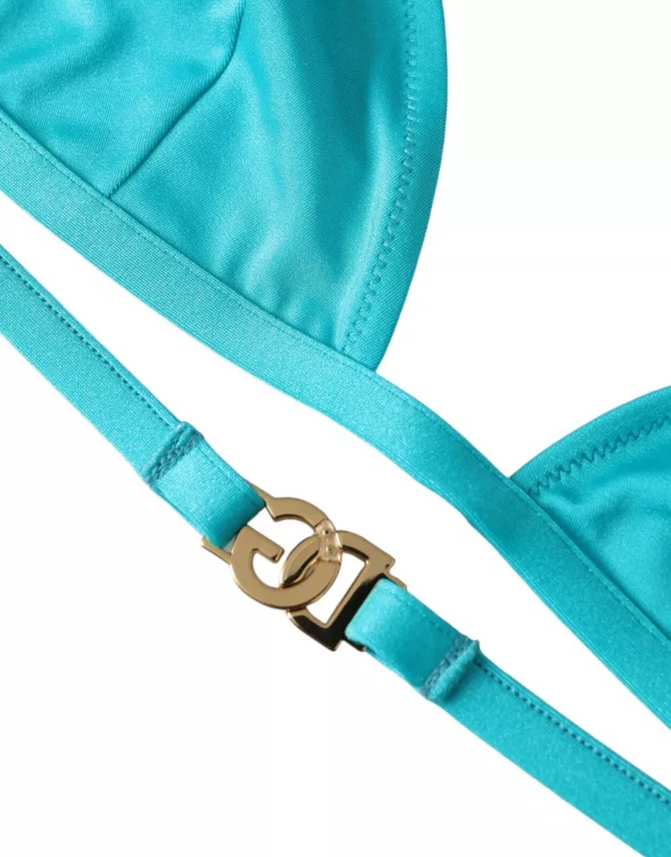 Dolce & Gabbana Blau Grüner Halter DG Logo Bademode Bademode Bikinioberteil – Bild 2