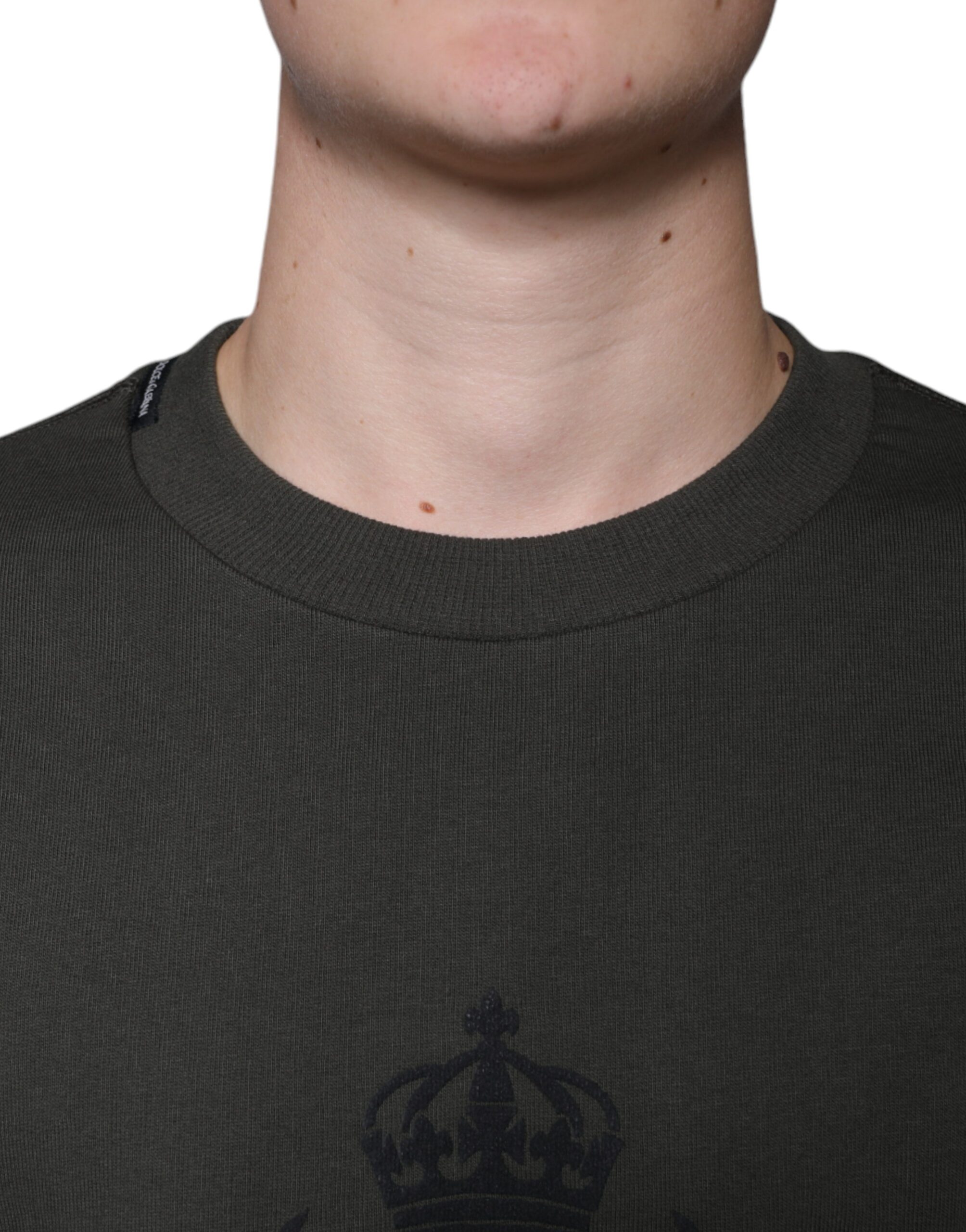 Dolce & Gabbana Armeegrüner DG Crown Rundhals-Pullover – Bild 5