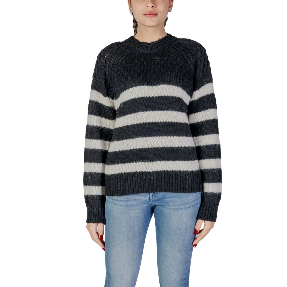 Only Schwarzer und weißer Pullover aus recyceltem Polyester