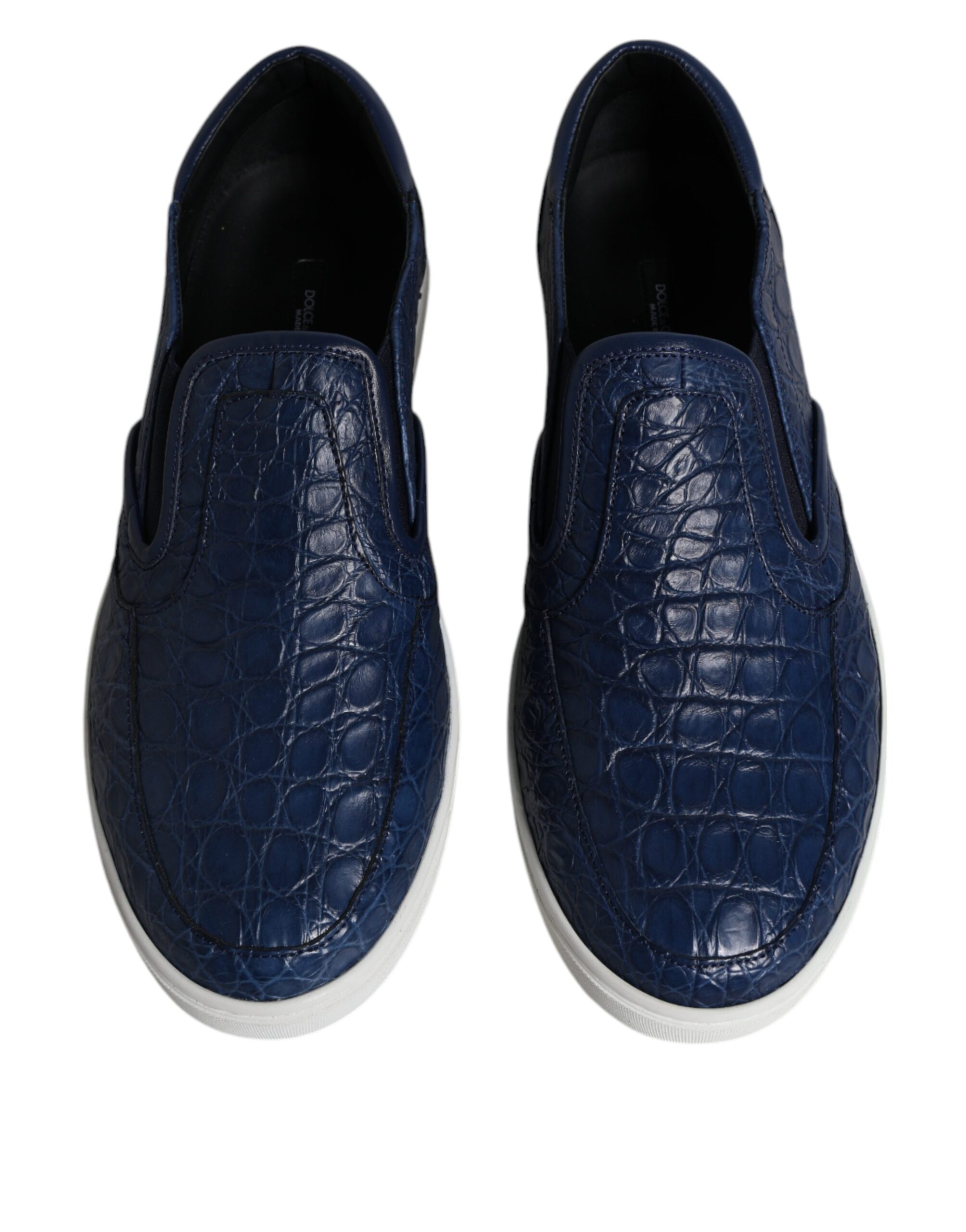 Dolce & Gabbana Blau Croc Exotische Leder Männer Turnschuhe Schuhe – Bild 3